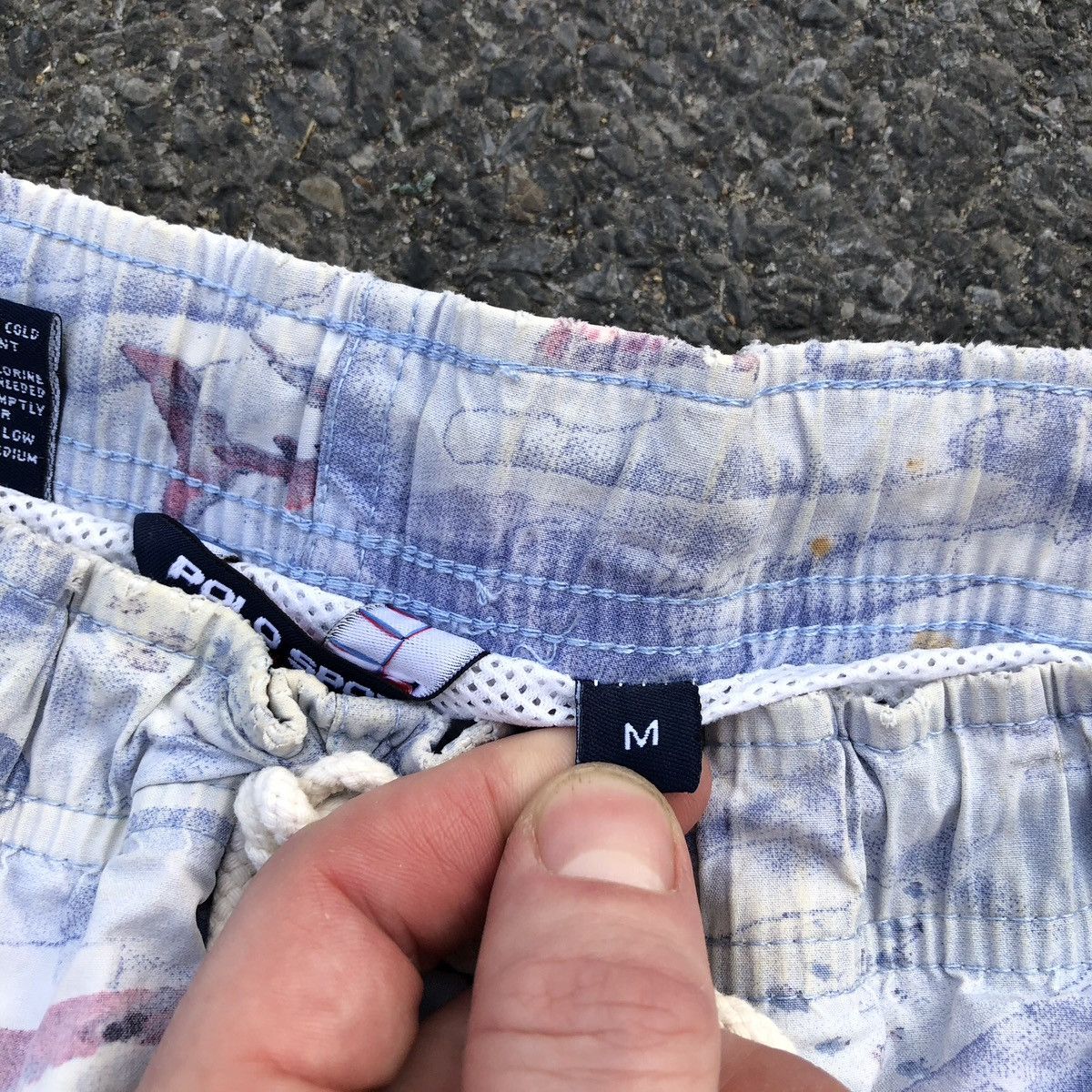 Polo Ralph Lauren Vintage Polo Sport Ralph Lauren Shark Print Swim Trunks Size US 32 / EU 48 - 6 Thumbnail