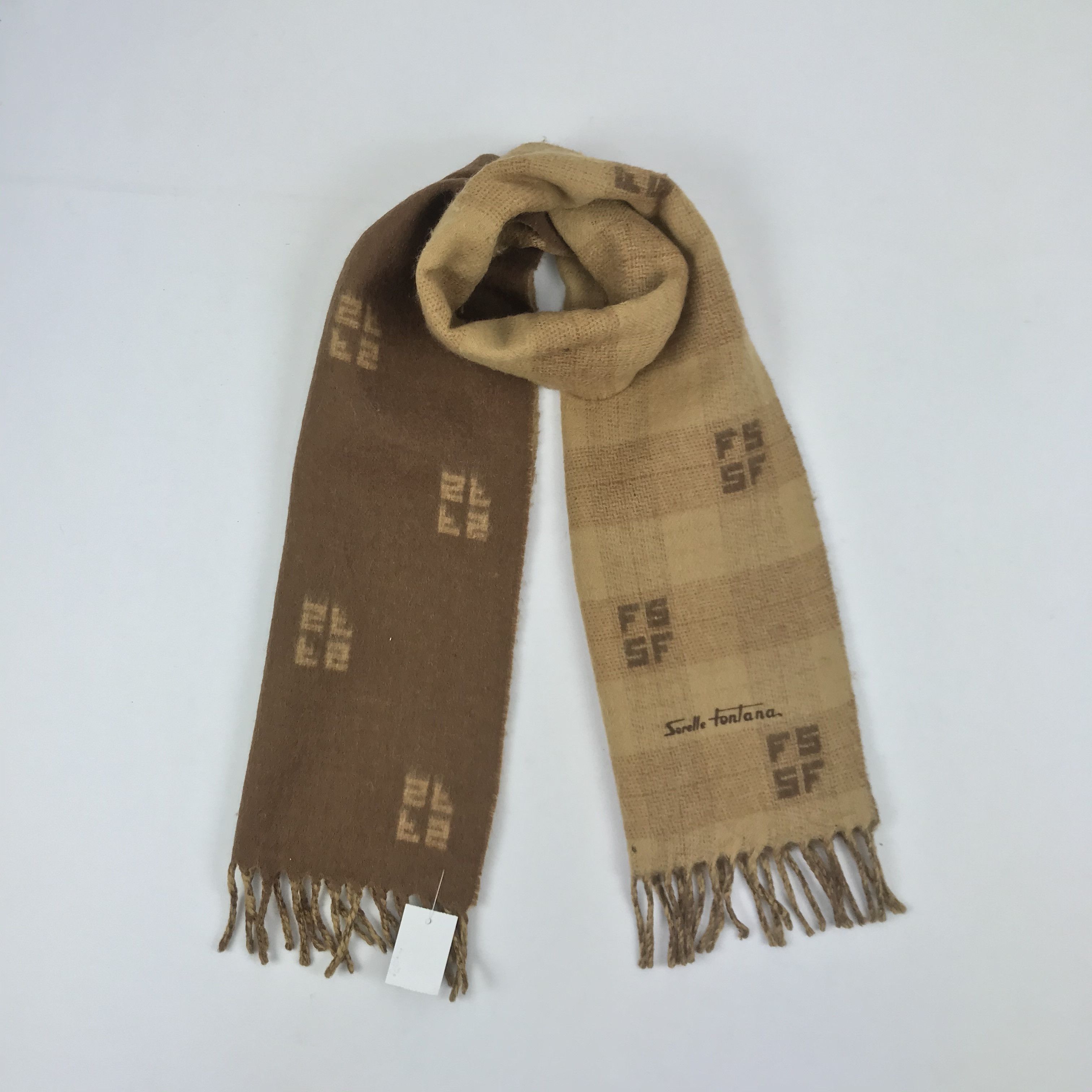 Vintage Vintage Sorella Fontana Scarf Wool Muffler Cashmere Scarves Size ONE SIZE - 1 Thumbnail