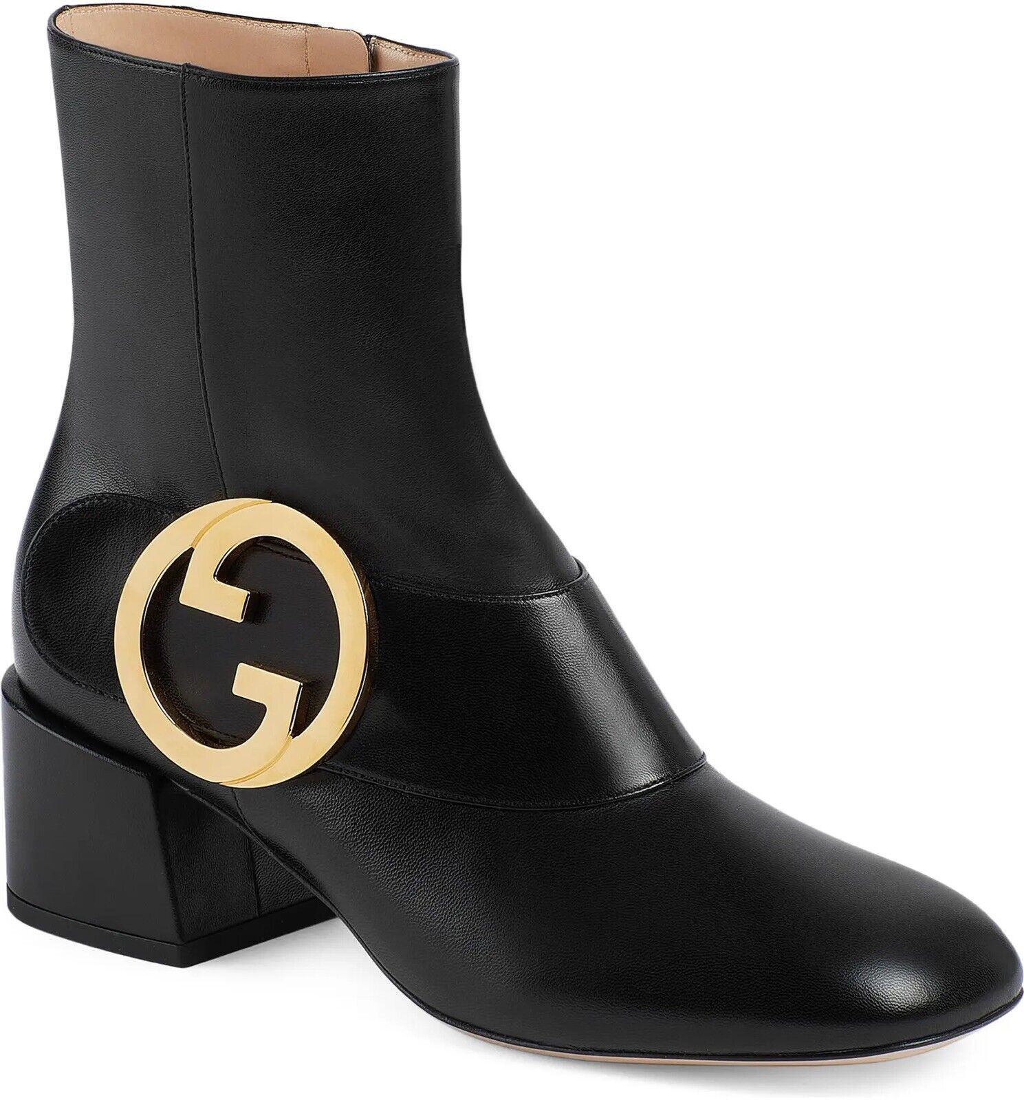image of Gucci Blondie Black Leather Ankle Boots, Women's (Size 10)