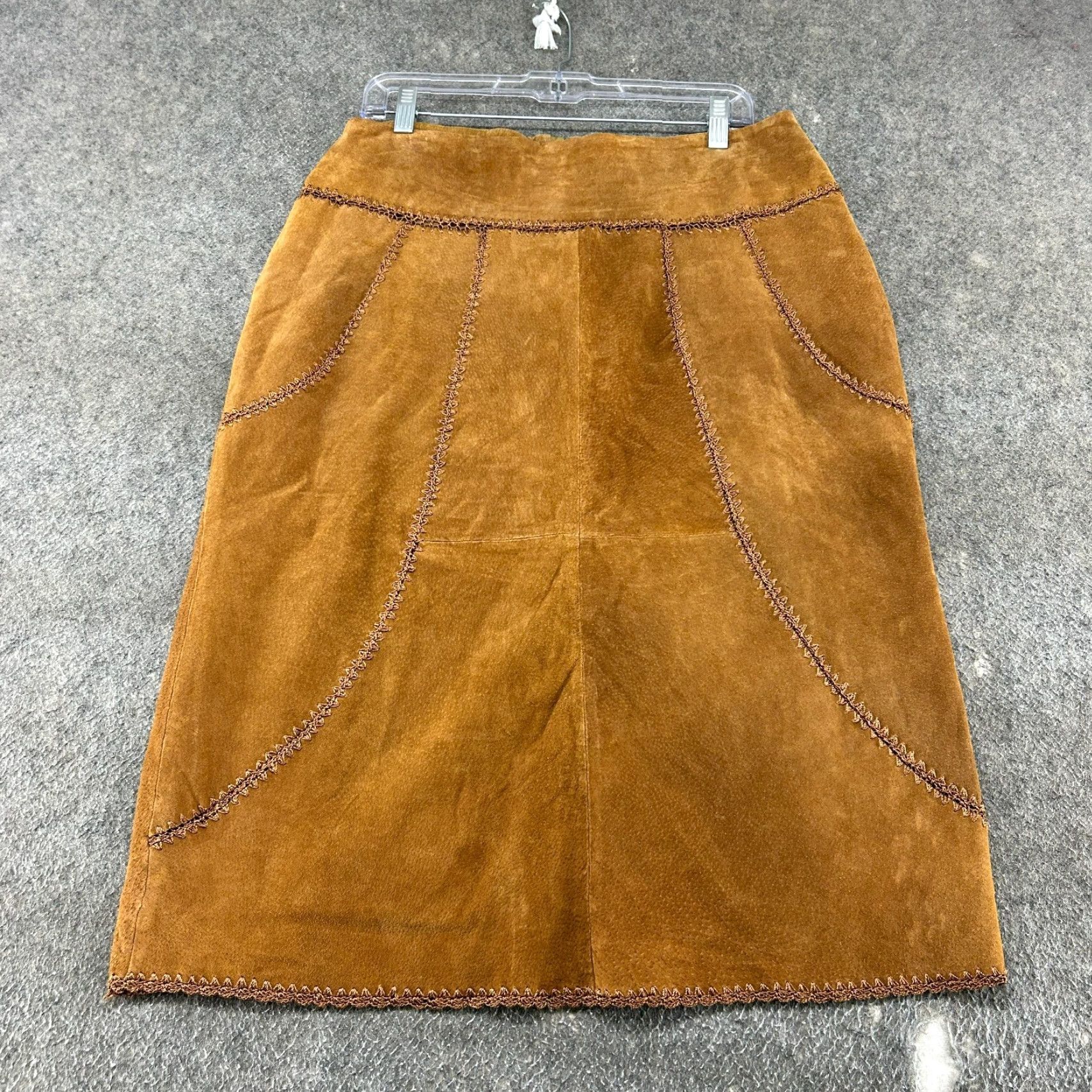 Vintage VINTAGE Neutral Zone Leather Skirt Womens L Brown Midi Genuine Suede 90s Size 36" / US 14 / IT 50 - 3 Thumbnail