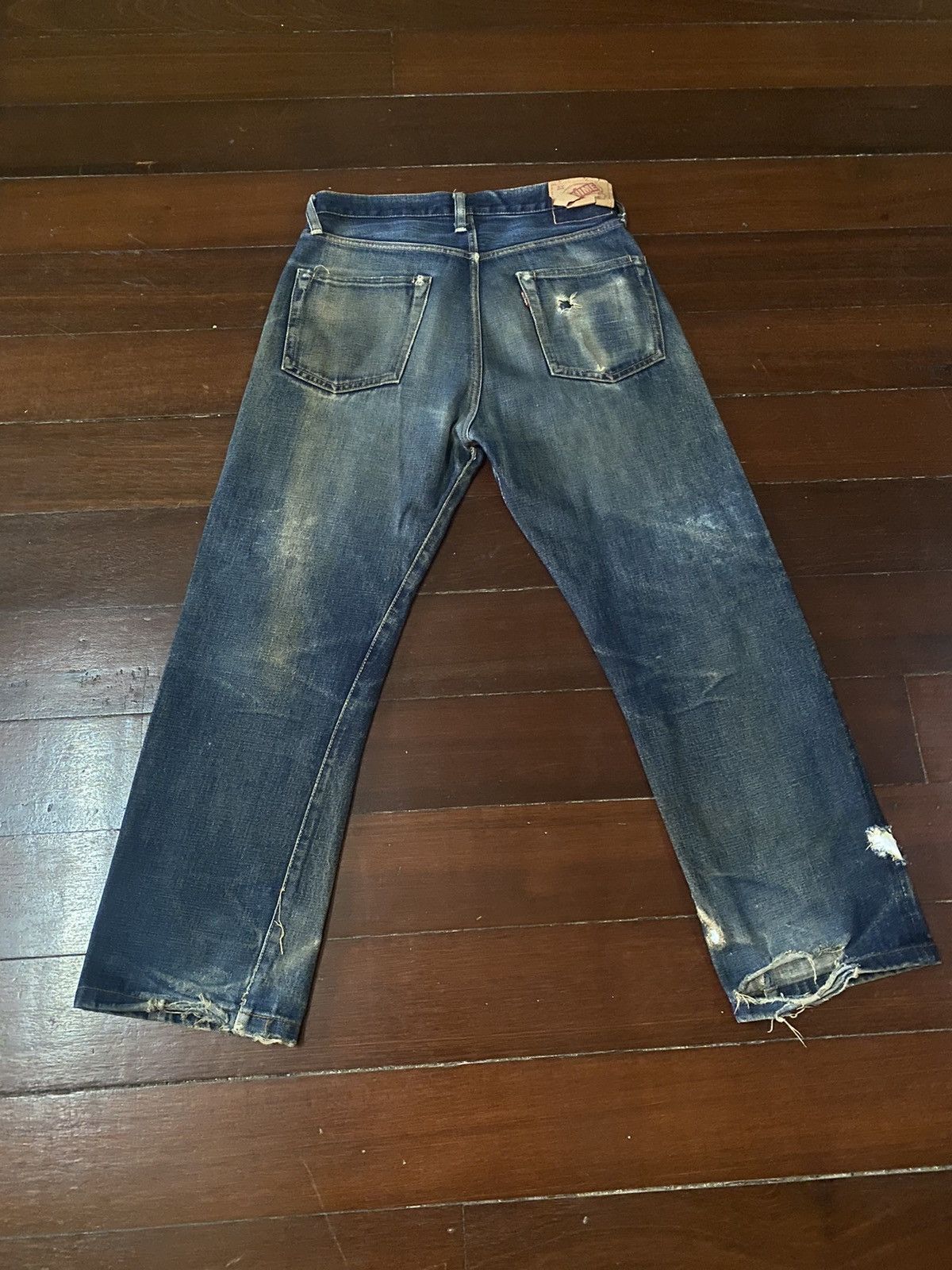 Denime FIRE VINTAGE DENIME JAPAN BRAND FLARE JEANS DISTRESSED RIP Size US 32 / EU 48 - 14 Thumbnail