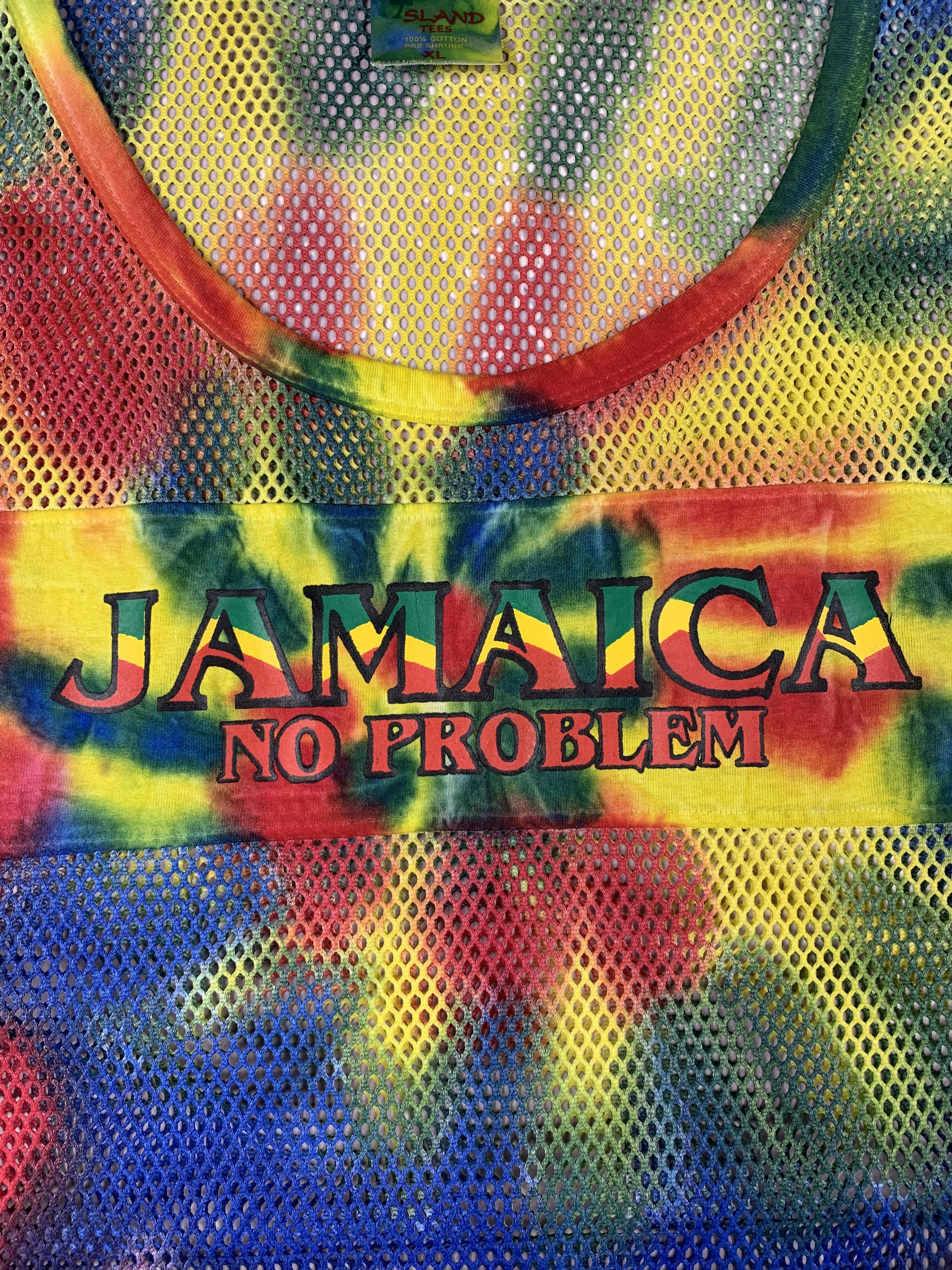 Bob Marley × Vintage Y2K Vintage Jamaica No Problem Rasta Tie Dye Mesh Tank Top Size US XL / EU 56 / 4 - 3 Thumbnail
