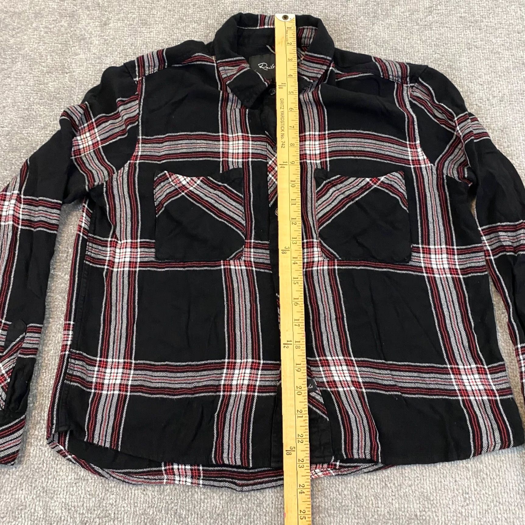 Rails VINTAGE Rails Dylan Top Womens Medium Plaid Rayon Shirt Long Sleeve Button Up Casual Workwear Black White Red Blue Size M / US 6-8 / IT 42-44 - 5 Thumbnail