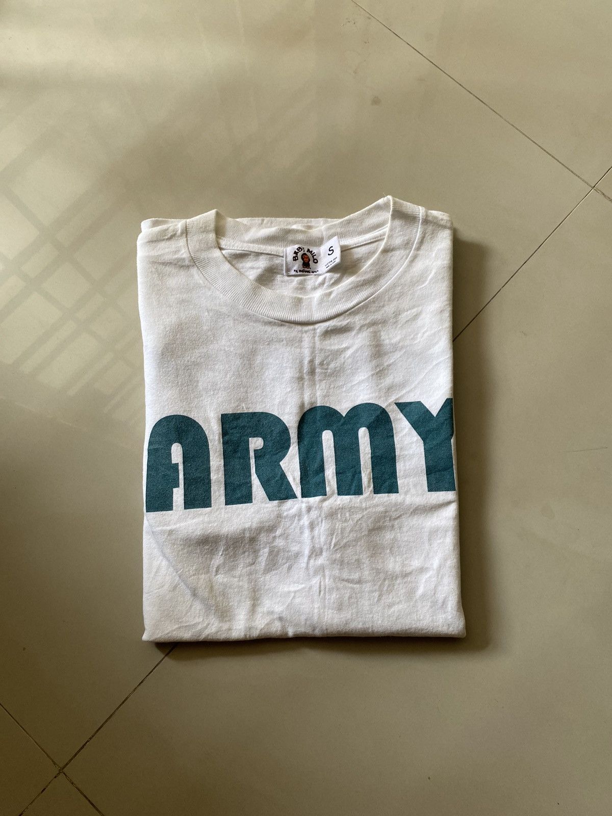 image of Bape Baby Milo Army Tee in White, Men's (Size Small)