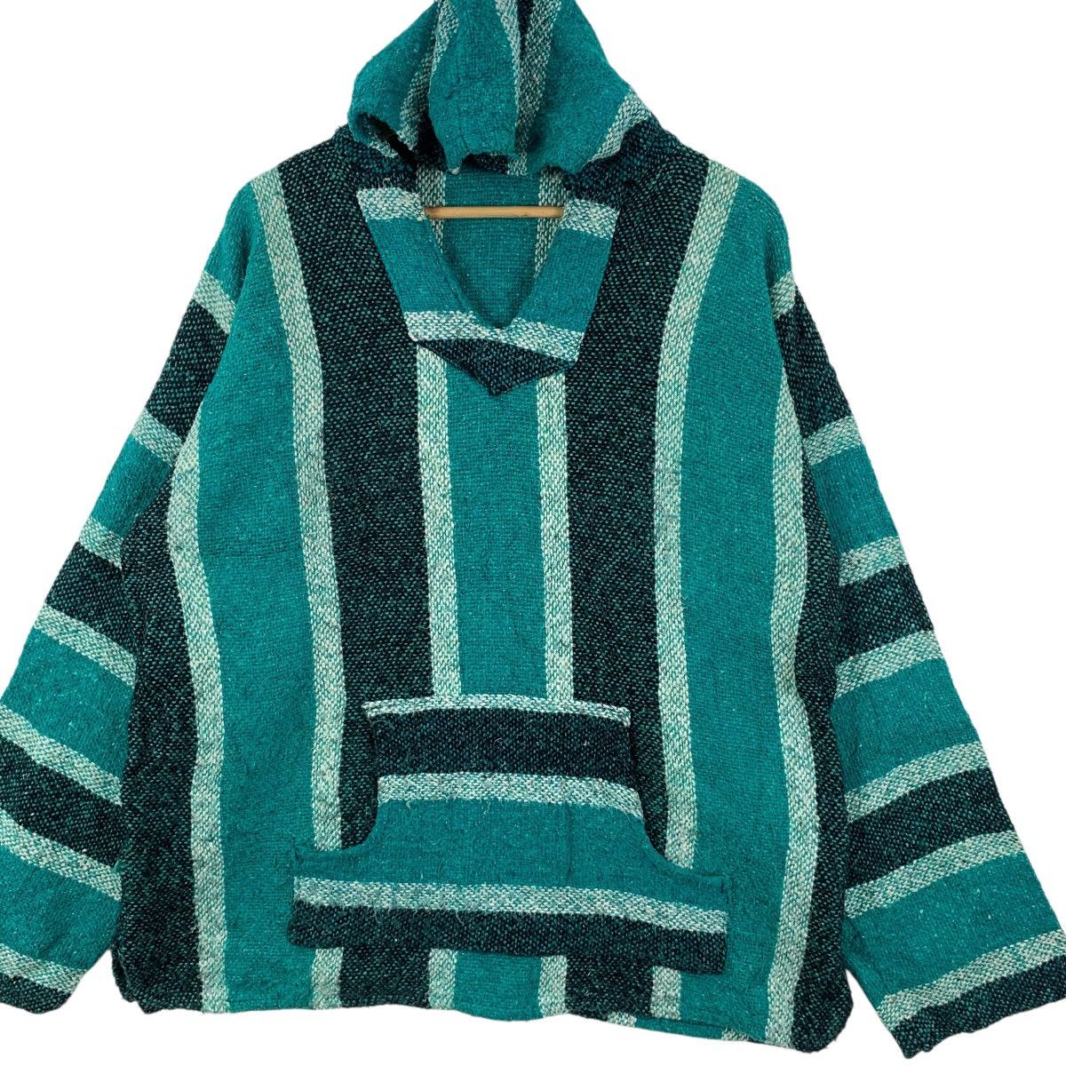 Vintage Vintage 80s MEXICAN BAJA PONCHO Chavitos Rug Woven Hoodie Size US XXL / EU 58 / 5 - 5 Thumbnail