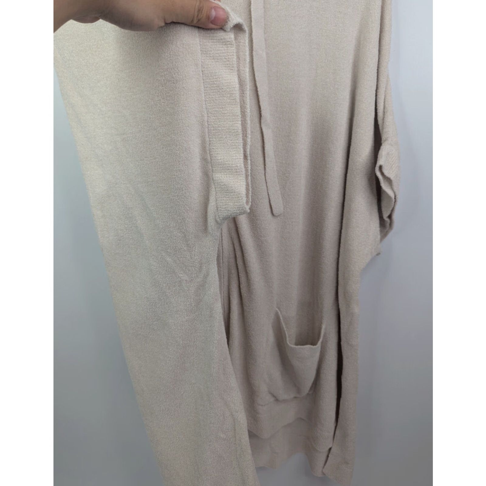 Vintage Barefoot Dreams Hoodie Cap Sleeve Beige L/XL Women's CozyChic Ultra Lite Zip Up Sweater Size L / US 10 / IT 46 - 2 Thumbnail