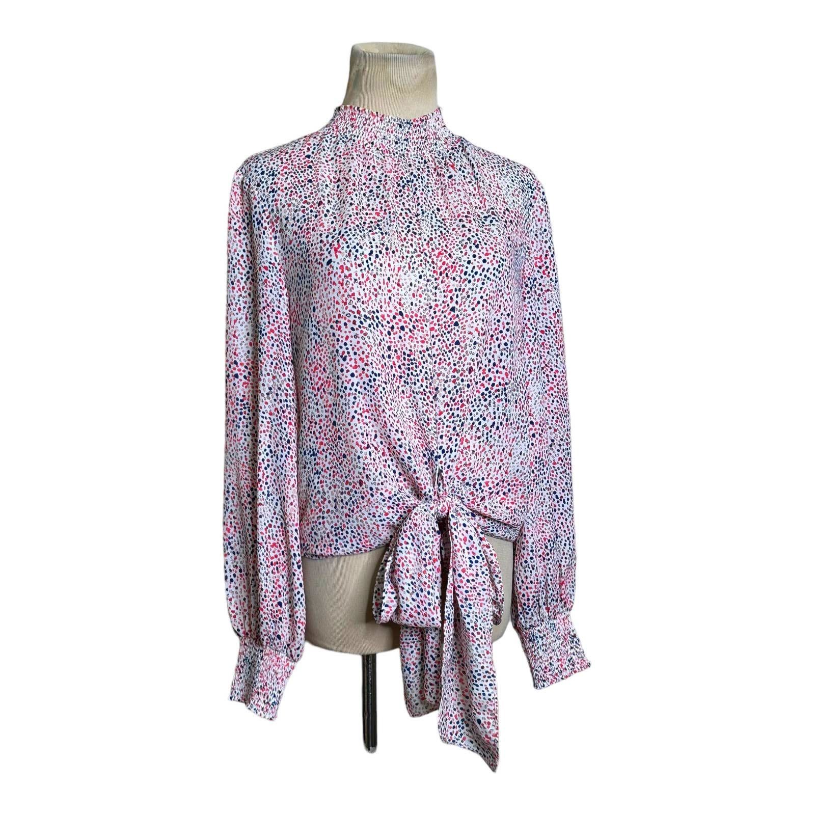 Rachel Zoe Rachel Zoe confetti print mock neck front tie blouse size XS Size XS / US 0-2 / IT 36-38 - 11 Thumbnail