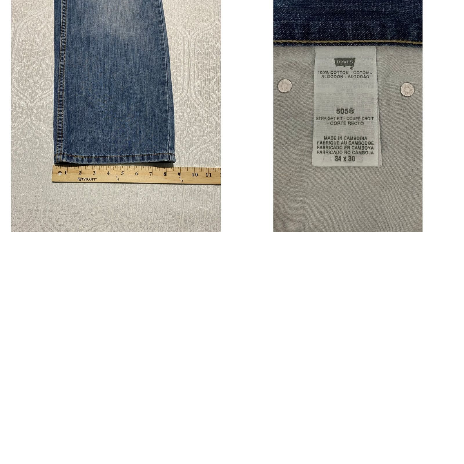 Levi's Levi's 505 Straight Fit Jeans 34x30 Blue Denim Pants Size US 34 / EU 50 - 8 Thumbnail
