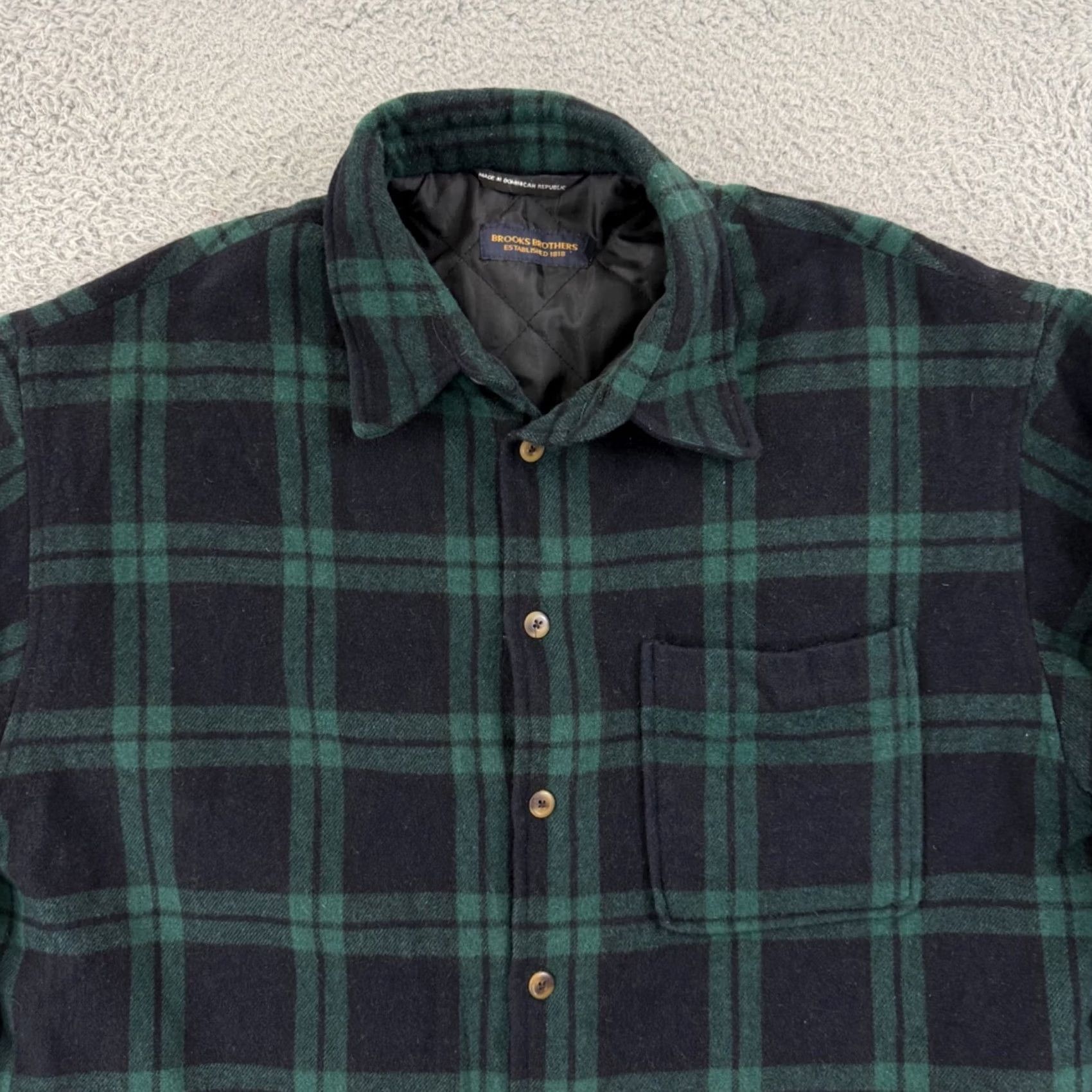 Brooks Brothers Vintage Brooks Brothers Shacket Mens L Flannel Button Quilted Wool Black Watch Size ONE SIZE - 3 Thumbnail