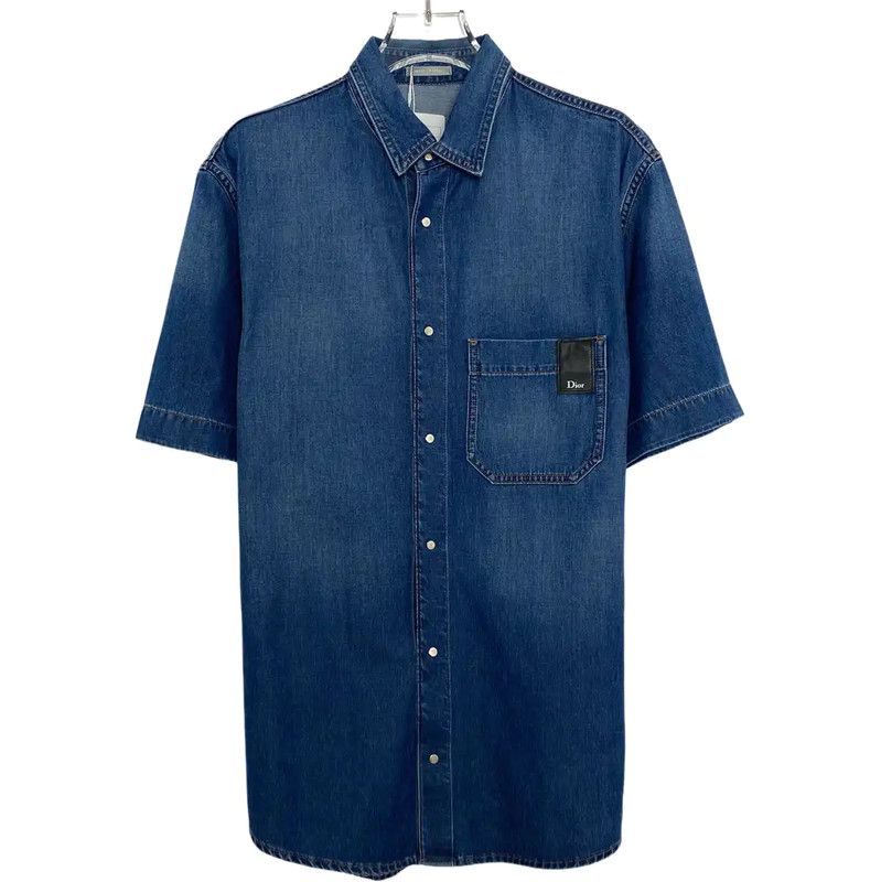 Dior Dior Short Sleeve Dark Blue Cotton Shirt 0089 Size US M / EU 48-50 / 2 - 1 Thumbnail