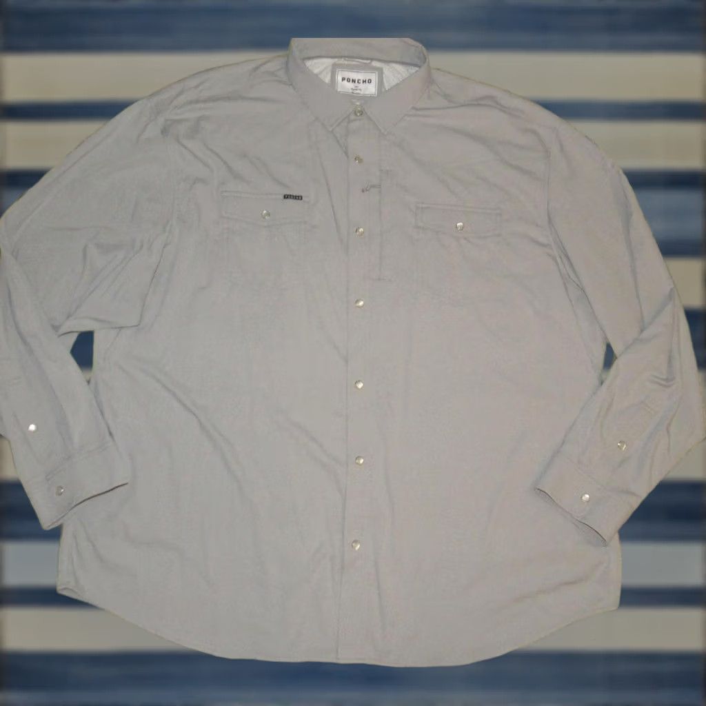 Vintage Poncho Grey Long Sleeve Pearl Snap Shirt 3XL Mens Shirt Grey Pearl Snap 3XL Size US XXL / EU 58 / 5 - 1 Thumbnail