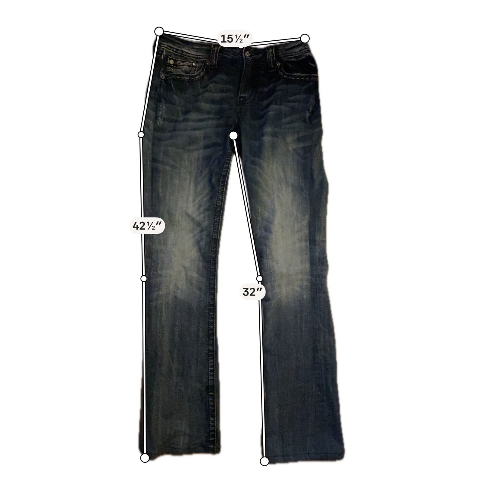 Miss Me Miss Me Mid Rise Bootcut Jeans 31 Embellished Flap Pockets Size 32" / US 10 / IT 46 - 11 Thumbnail