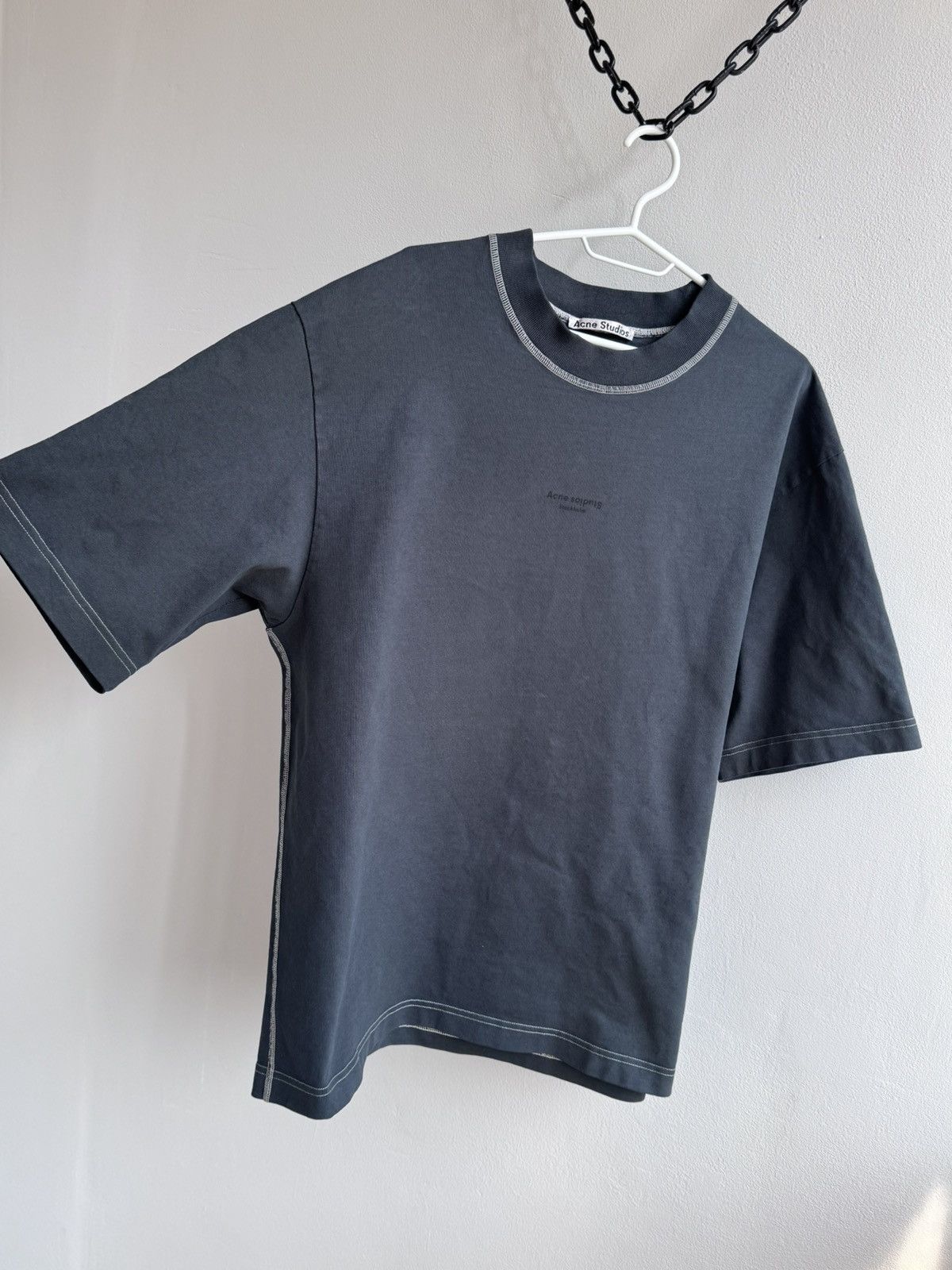 Acne Studios Acne Studios Stockholm Centre Logo T-Shirt Tee Gray Black Size US M / EU 48-50 / 2 - 6 Thumbnail
