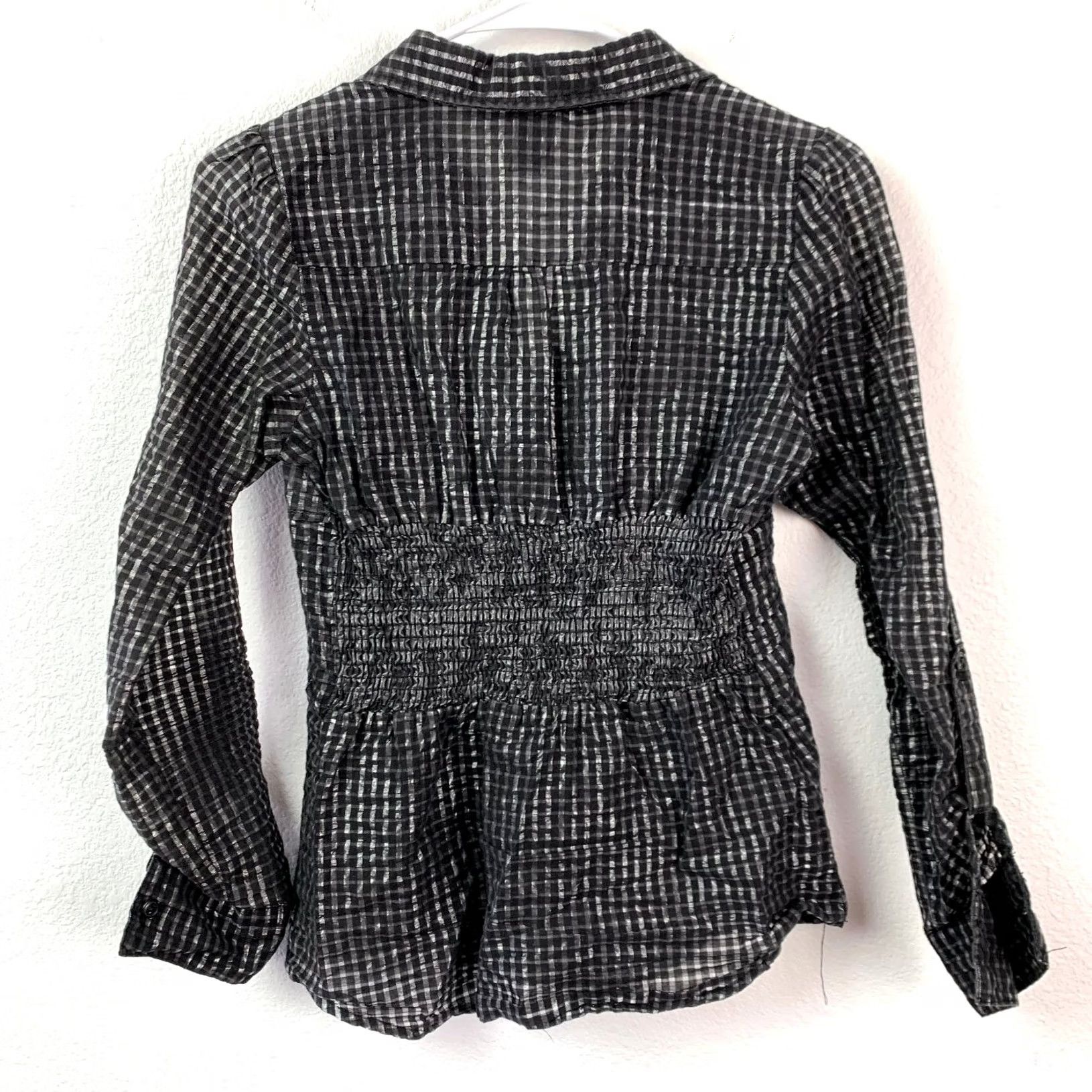 Vintage Y2K Daytrip Shirt Blouse Black White Gingham Long Sleeve Button Up Size S Size S / US 4 / IT 40 - 8 Thumbnail