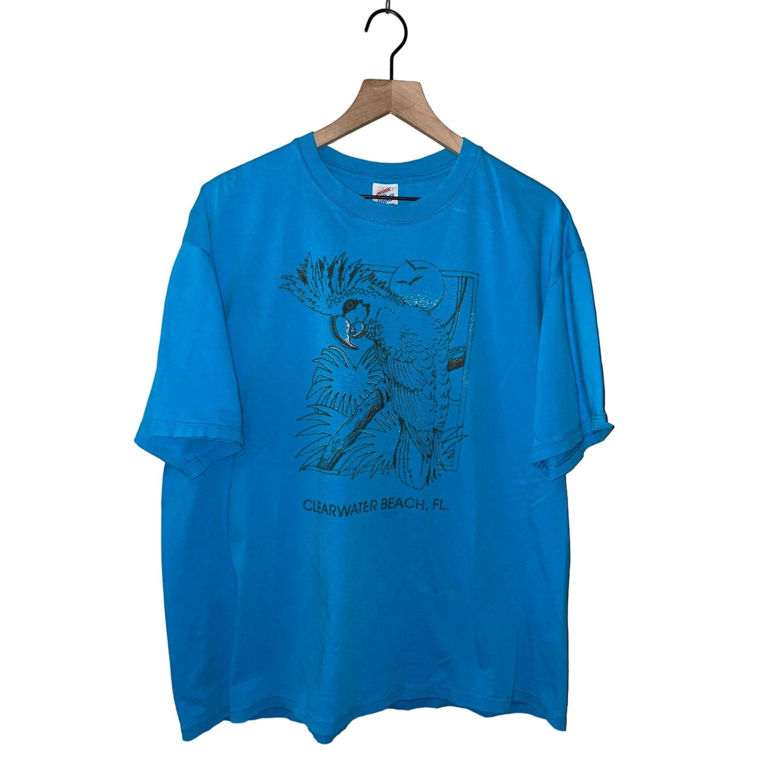 Jerzees Vintage Clearwater Beach Shirt Florida Bird Blue Tee XL 90s Size US XL / EU 56 / 4 - 1 Thumbnail