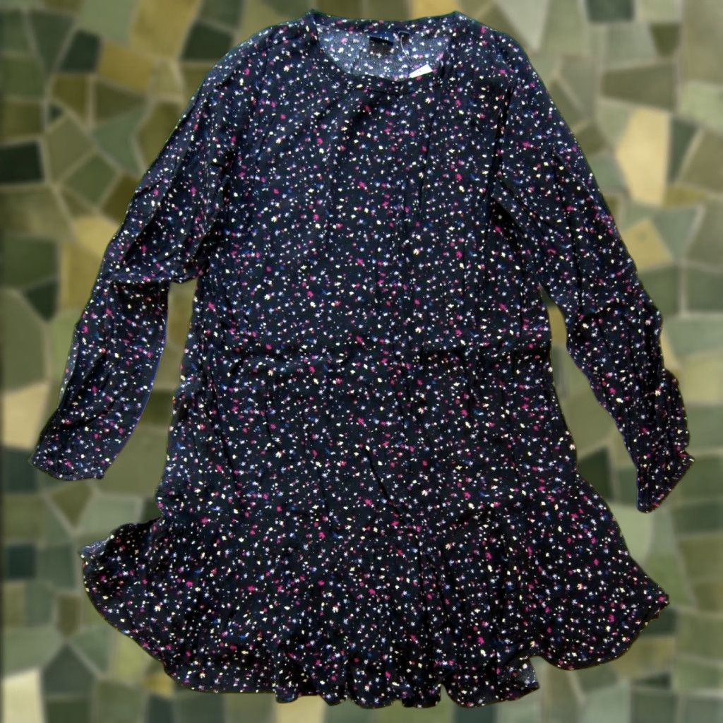 Gap GAP Dress Smock Tunic Floral 100% Rayon Long Sleeve Small Women's Pink Black Blue Size S Size S / US 4 / IT 40 - 1 Thumbnail