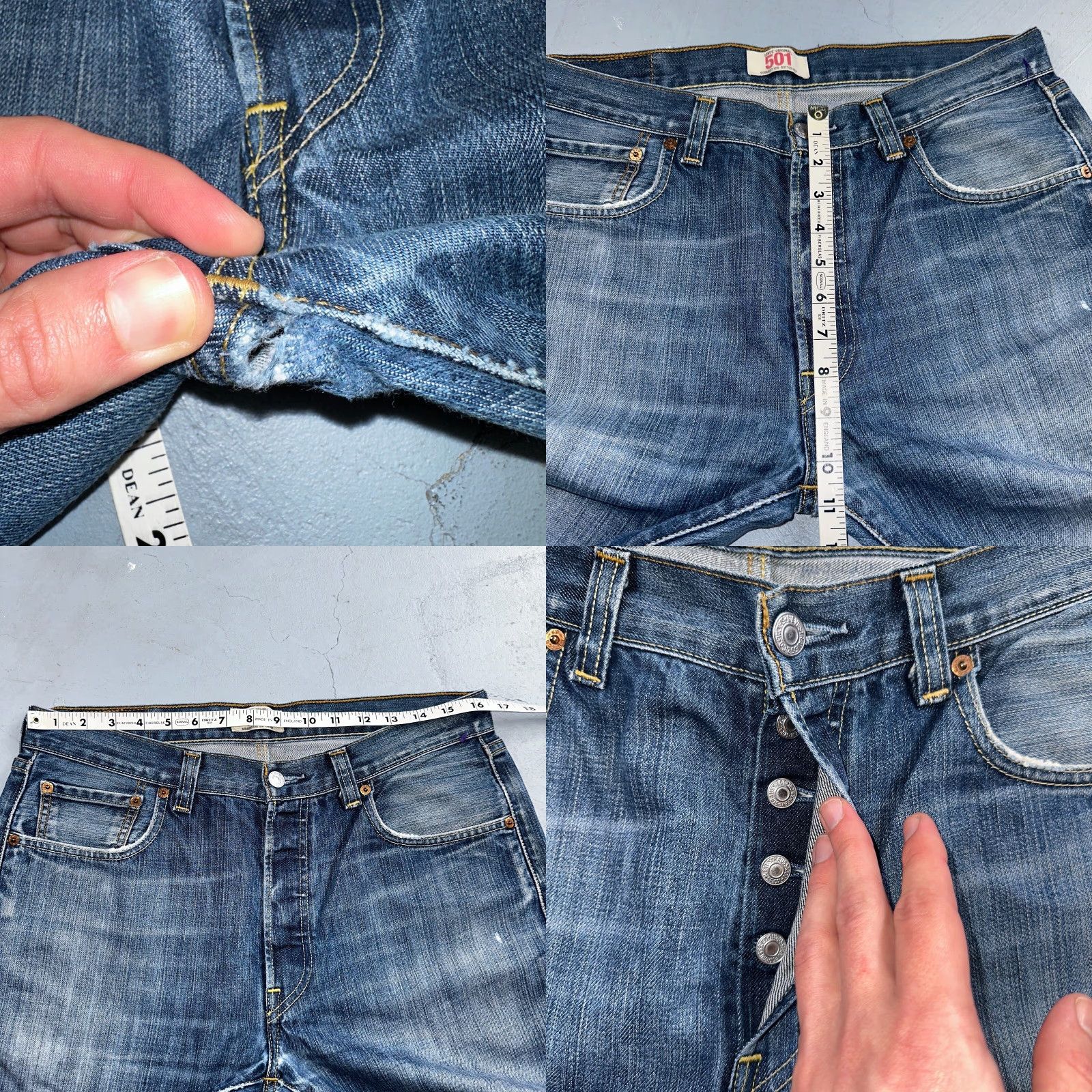 Levi's Levis 501 Vintage Y2K Straight Jeans Blue 34x34 90s Mens Denim Cotton Regular Button Closure Mid Rise 27 Inseam 501 Series Size US 34 / EU 50 - 8 Thumbnail