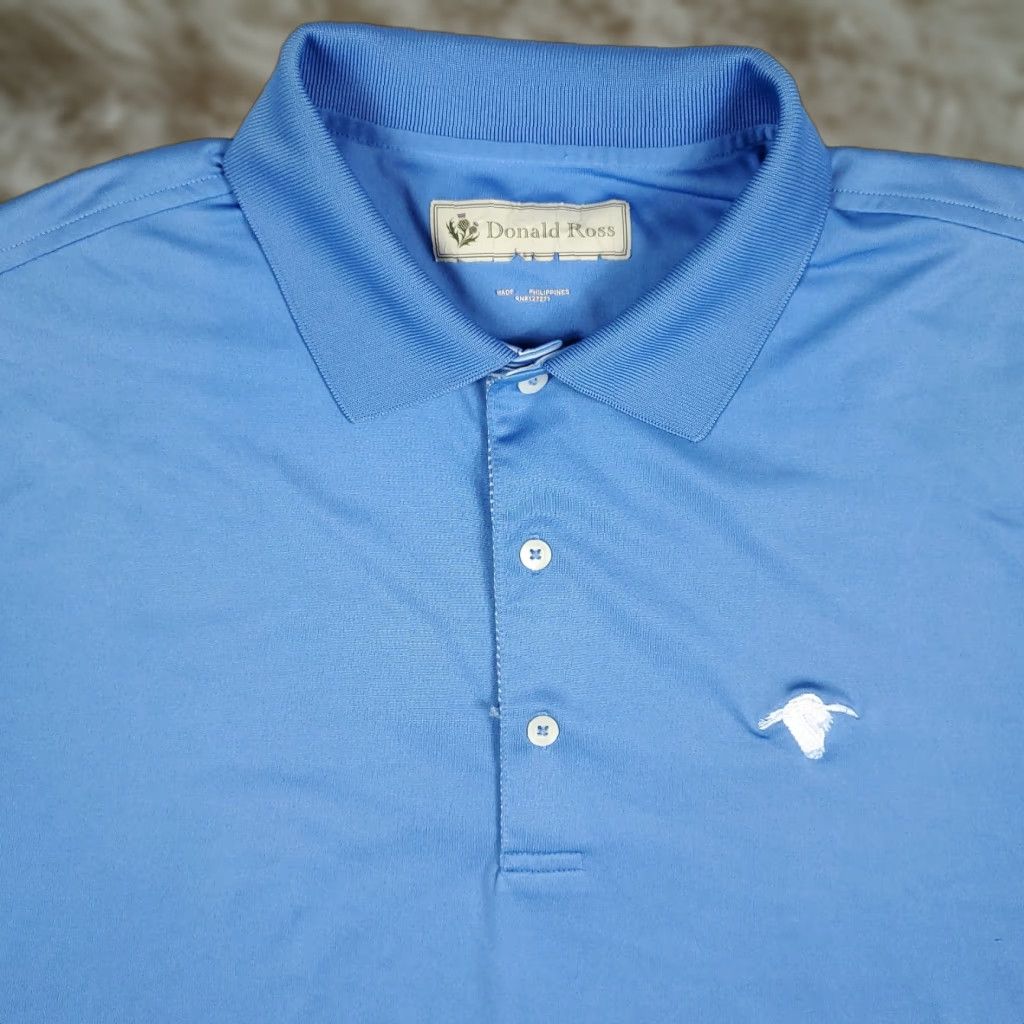 Vintage Donald Ross Polo Shirt Ibis Blue Mens Short Sleeve Size Large Polo Shirt Casual Sports Golf Size US L / EU 52-54 / 3 - 1 Thumbnail