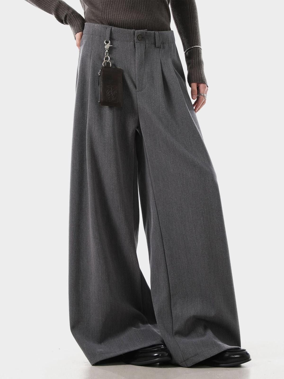 Japanese Brand Gray Wide Leg Pants, Loose Fit Trousers Size US 32 / EU 48 - 1 Thumbnail