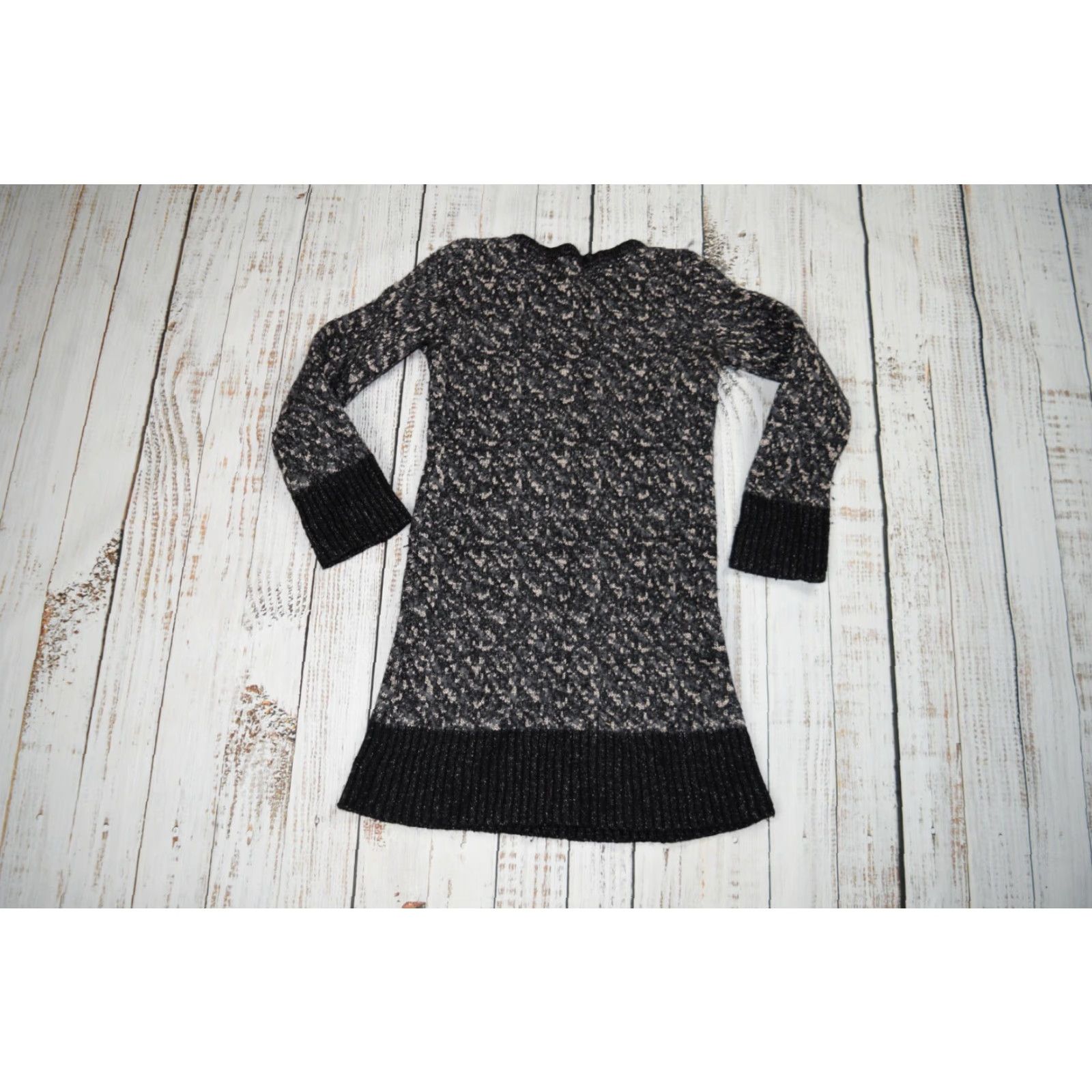 Rag & Bone Rag & Bone Sweater Dress Womens XS Black Speckled Knit Merino Wool Crew Neck Bell Sleeve Pullover Size XS / US 0-2 / IT 36-38 - 7 Thumbnail