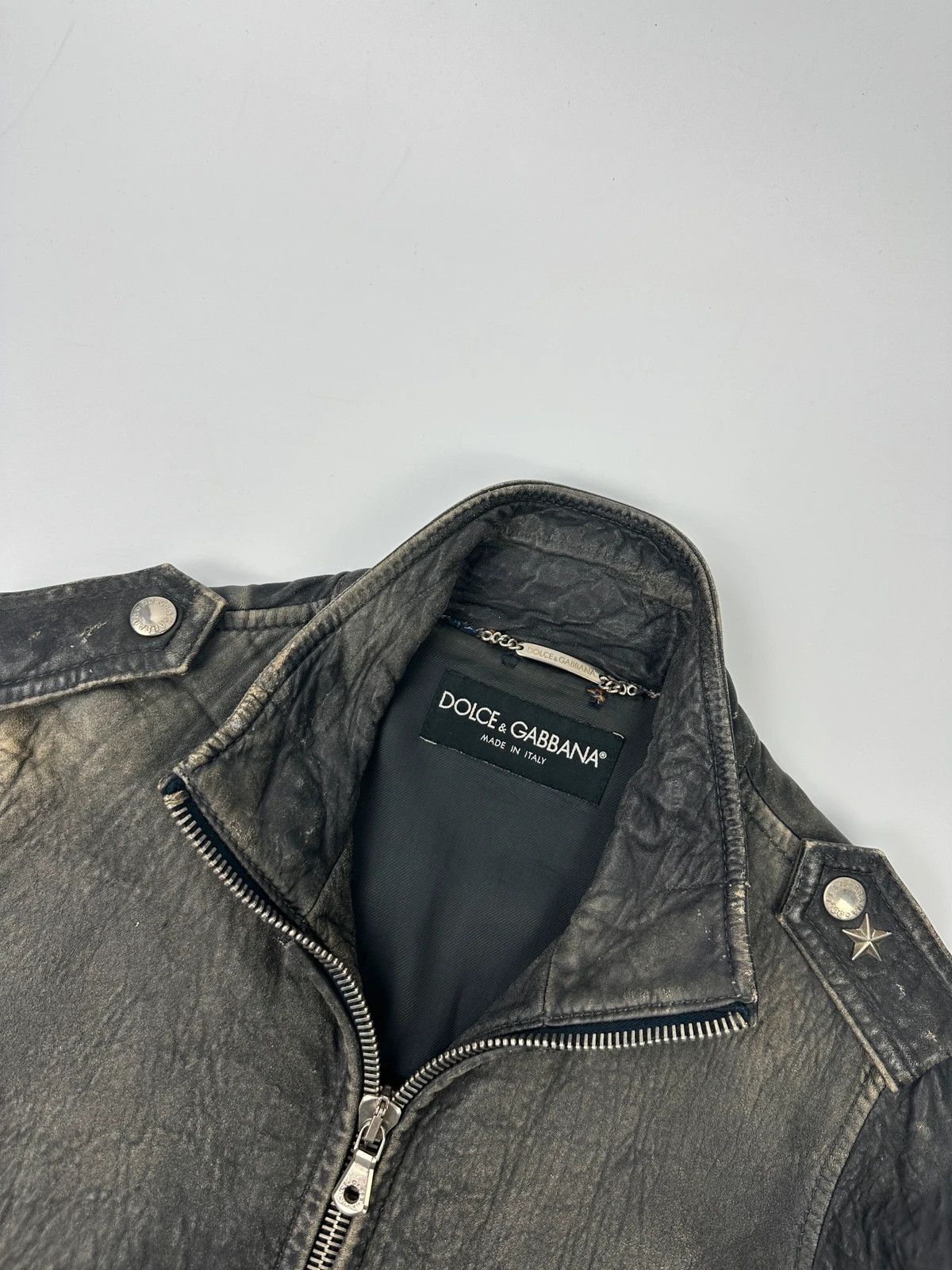 Dolce & Gabbana Dolce & Gabbana 00’s Grey Eroded Leather Faded Bomber Jacket Size US M / EU 48-50 / 2 - 4 Thumbnail