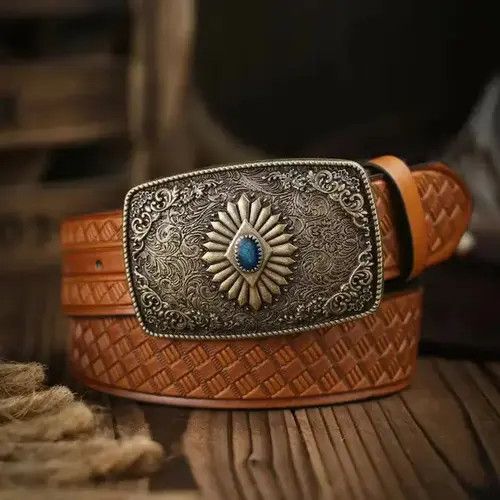 Japanese Brand Western Carved Flower Belt Men Women Size ONE SIZE - 2 Thumbnail