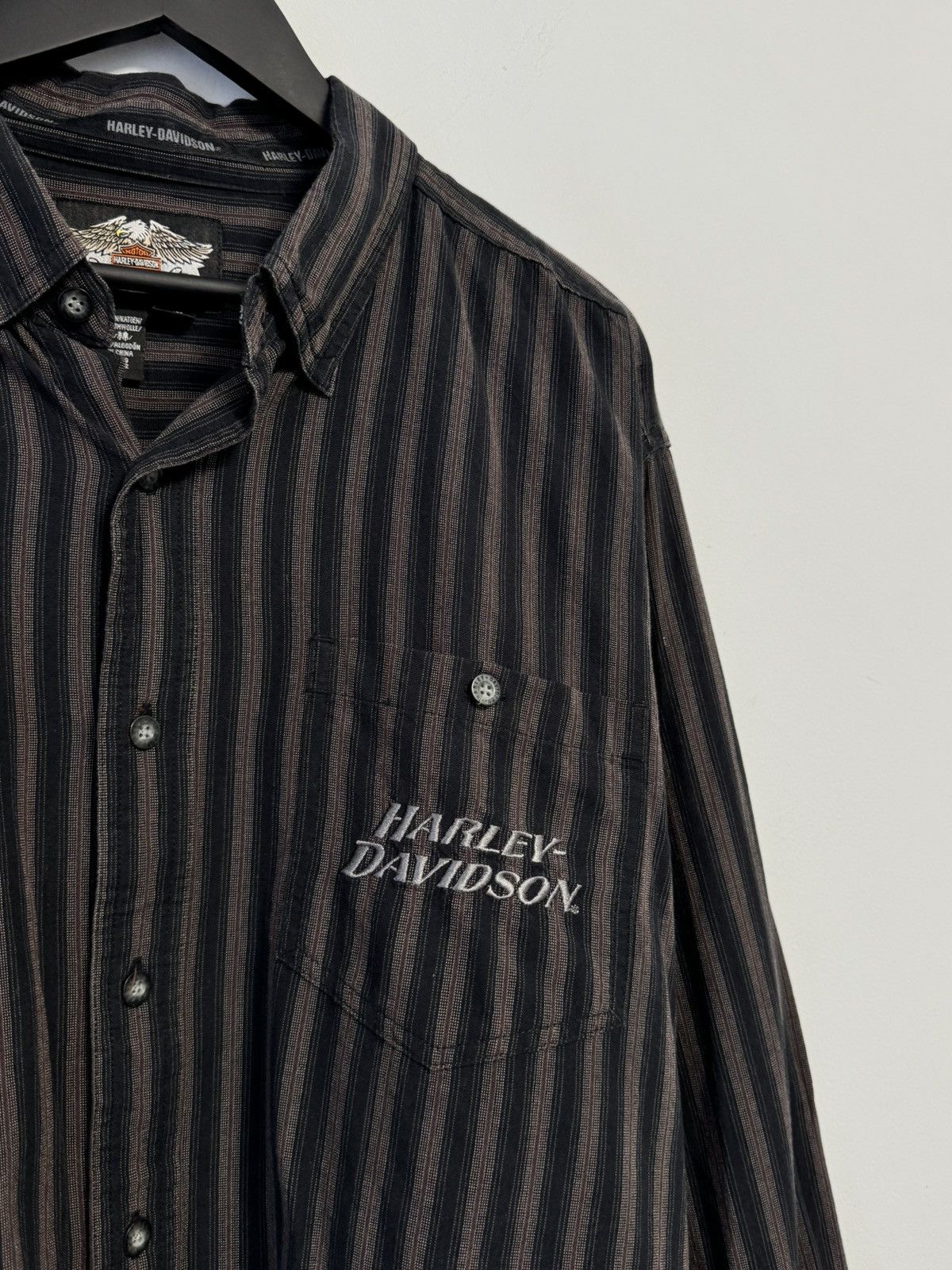 Harley Davidson Harley Davidson Vintage Button Up Big Logo 90’s style Biker Size US XL / EU 56 / 4 - 6 Thumbnail