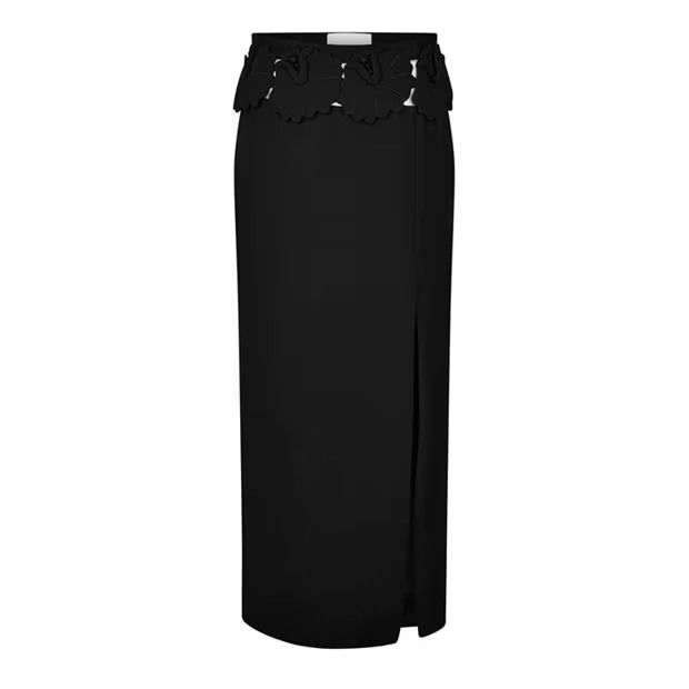 Valentino o1s22i1n0924 Mid-Length Wool Silk Skirt in Black Size 28" / US 6 / IT 42 - 5 Thumbnail