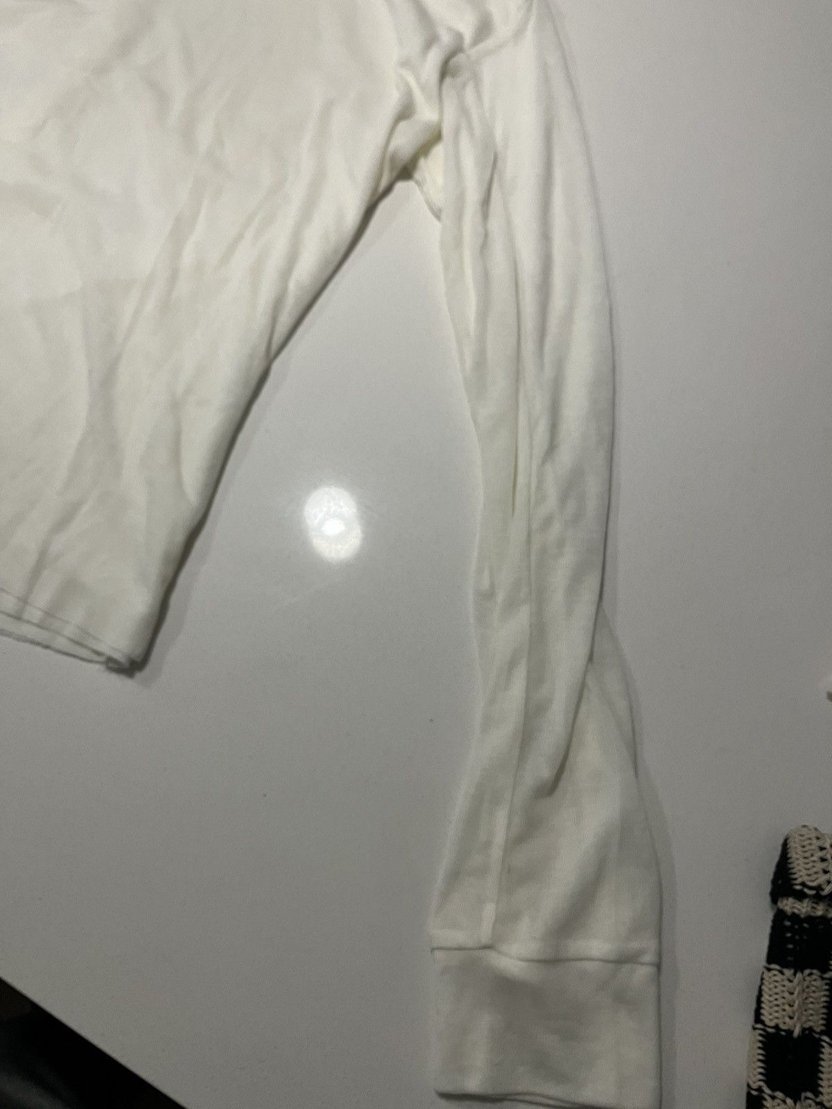 NO/FAITH STUDIOS◆2 BUTTON LINE DOUBLE-LAYERED LS WHITE STAR SLEEVE DOUBLE-LAYERED BUTTON LONGSLEEVE WHITE – NO