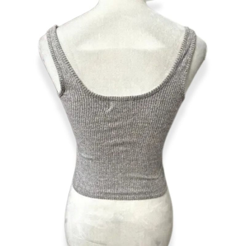 Other Open Edit Crop Top Marled Sleeveless Scoop Neck Gray S NWOT Size S / US 4 / IT 40 - 4 Thumbnail