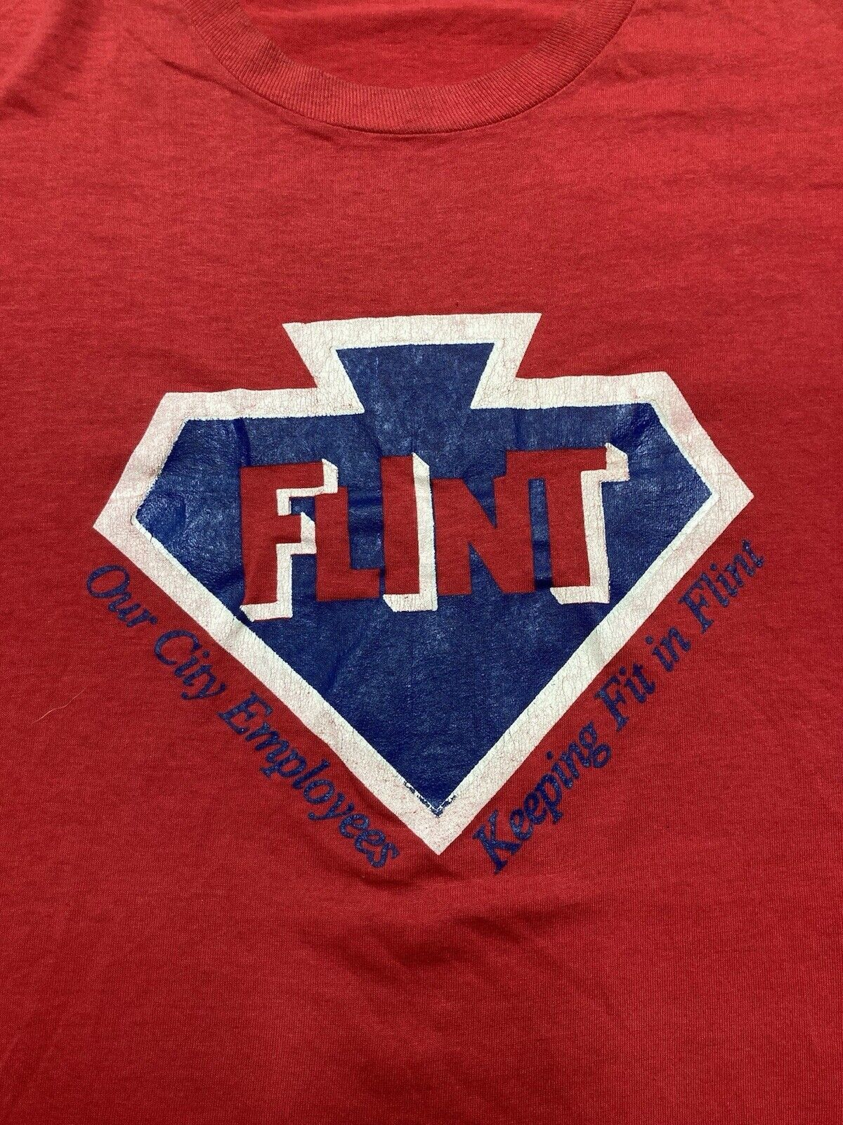 Vintage 80s t shirt flint Michigan fitness thin soft screen stars XL Size US XL / EU 56 / 4 - 2 Thumbnail