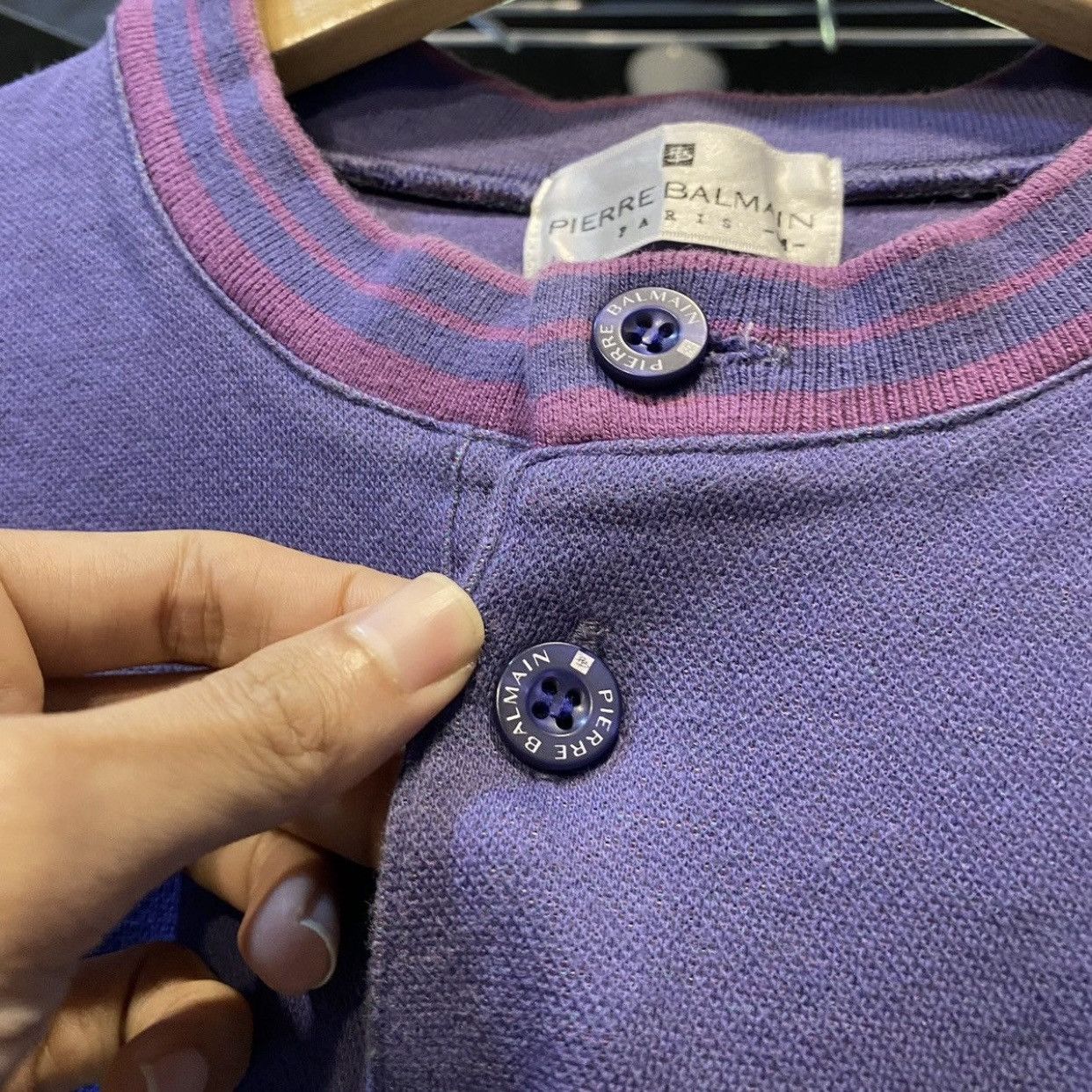 Pierre Balmain Vintage 90s Pierre Balmain Paris Collared Button Sweatshirt Size US M / EU 48-50 / 2 - 6 Thumbnail