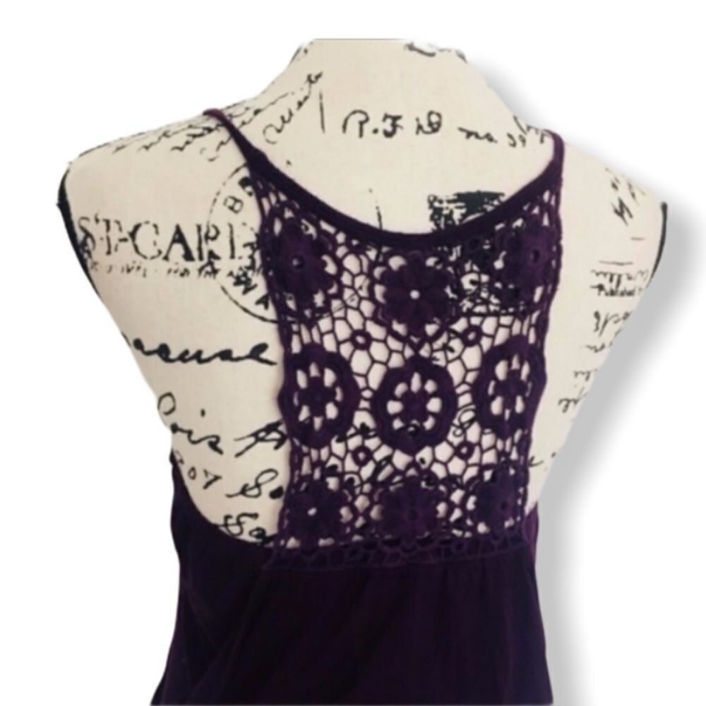 Other R Jean Purple Crochet Back Tank Top | Juniors Size Large | F Size S / US 4 / IT 40 - 2 Thumbnail