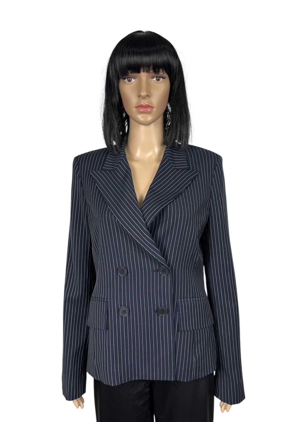 Marella Marella Virgin Wool Striped Blazer Double-Breasted size US10 Size L / US 10 / IT 46 - 1 Thumbnail