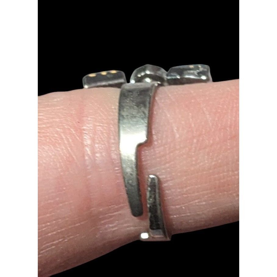 Other Vintage Blue And Silver Tone Signed Adjustable Statement Rin Size ONE SIZE - 6 Thumbnail