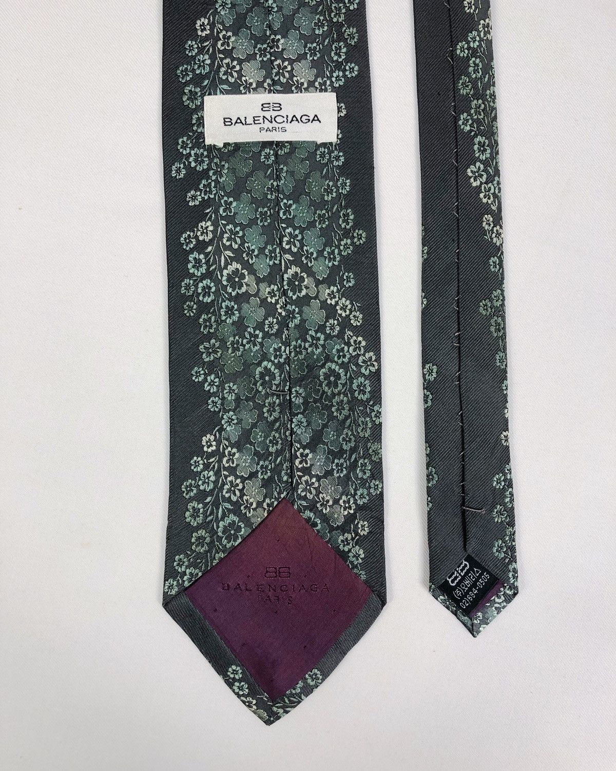 Balenciaga Rare Vintage Balenciaga Floral Silk Tie Size ONE SIZE - 4 Thumbnail