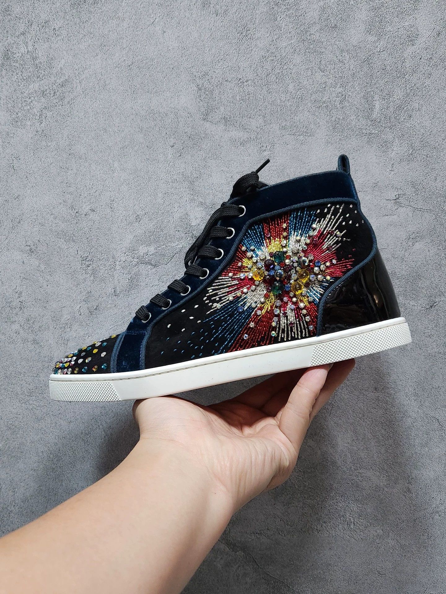 Christian Louboutin Christian Louboutin CL black suede high-top sneakers Size US 7 / IT 37 - 5 Thumbnail