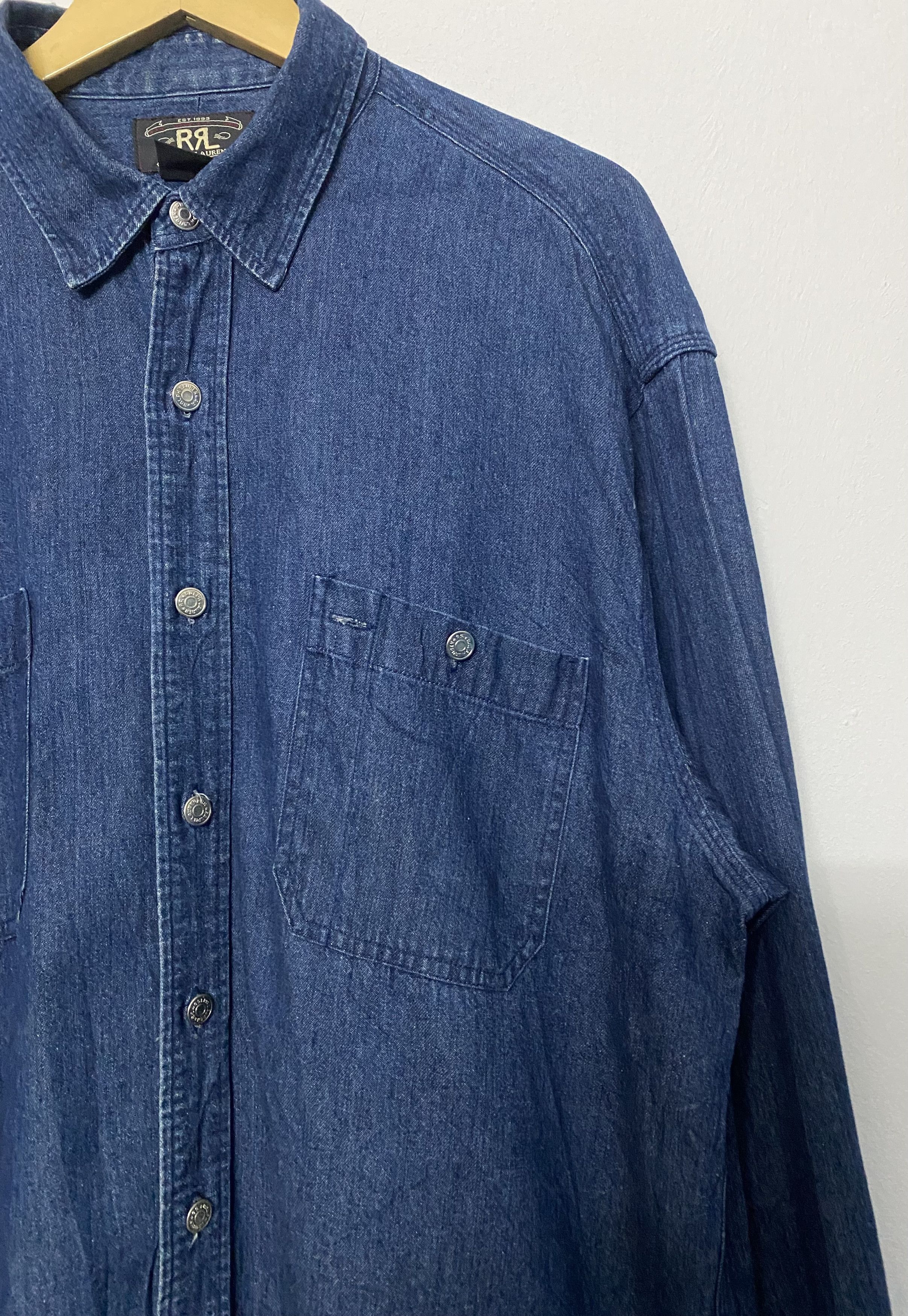 RRL Ralph Lauren RRL Ralph Lauren Double RL Indigo Denim Chambray Size L Size US L / EU 52-54 / 3 - 6 Thumbnail