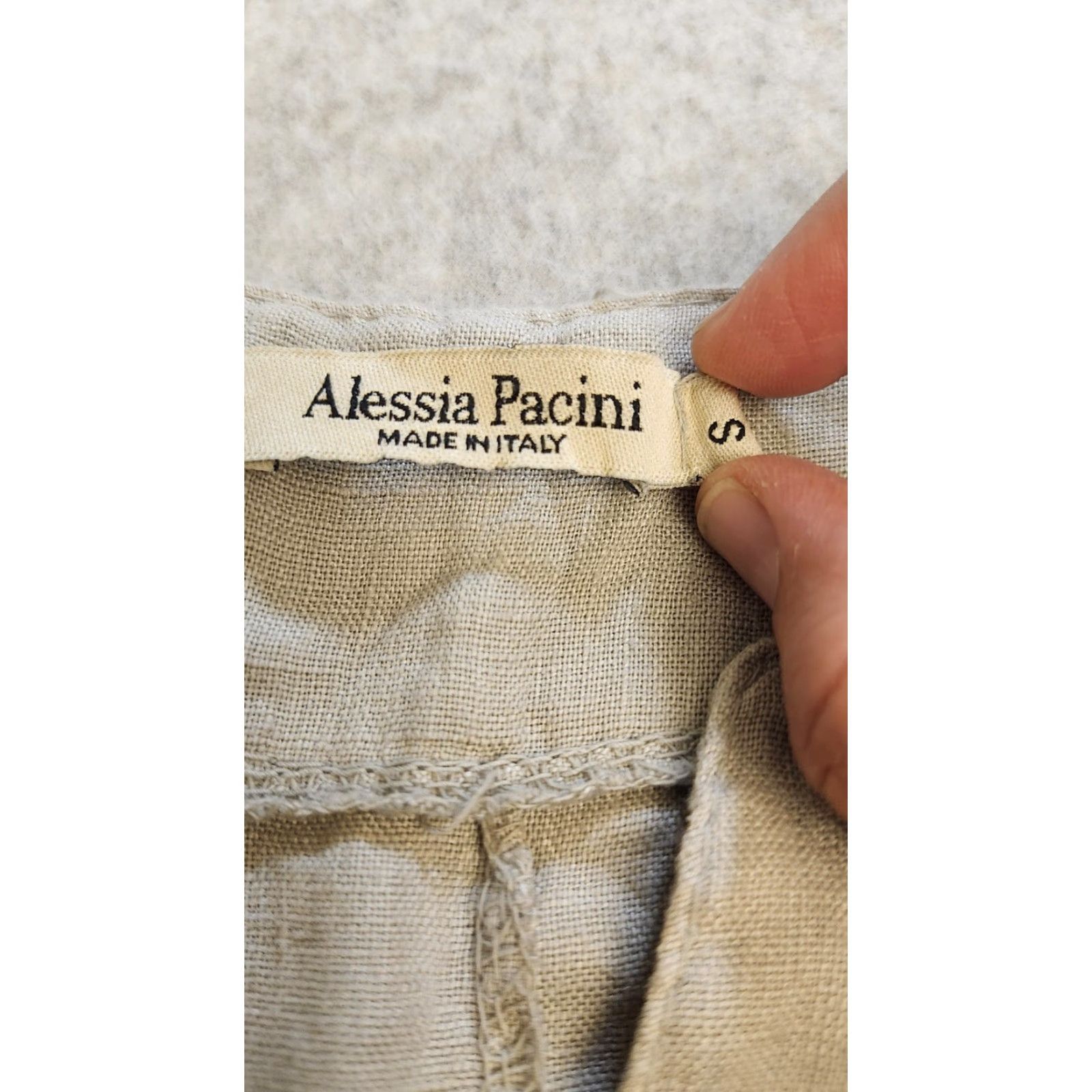 Vintage Alessia Pacini Tunic Dress Womens Small Beige Linen Crochet Fringe Made in Italy Size S / US 4 / IT 40 - 5 Thumbnail
