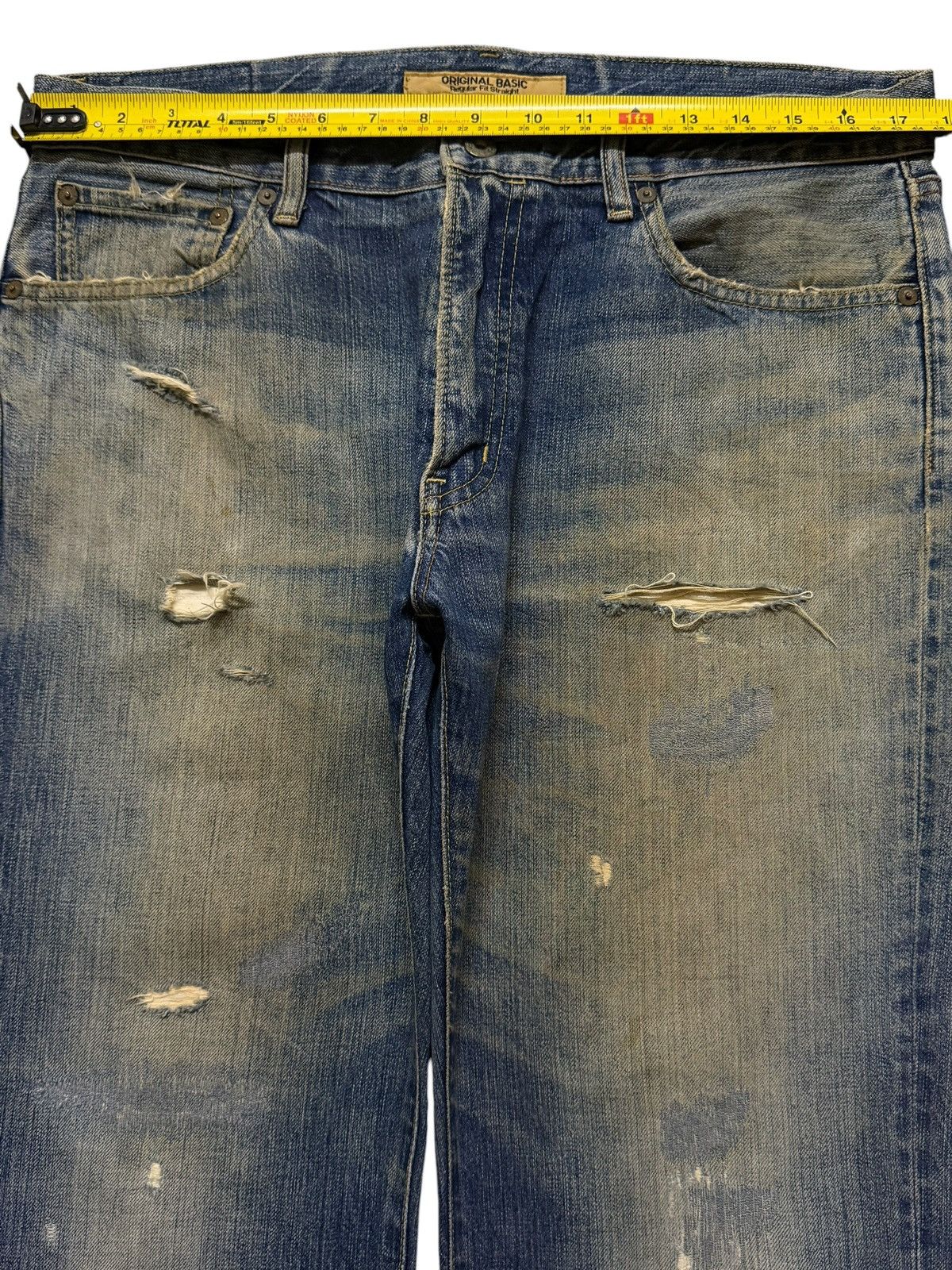 Uniqlo Vintage Y2K Japanese Uniqlo Mud Wash Distressed Wide Leg Size US 34 / EU 50 - 7 Thumbnail