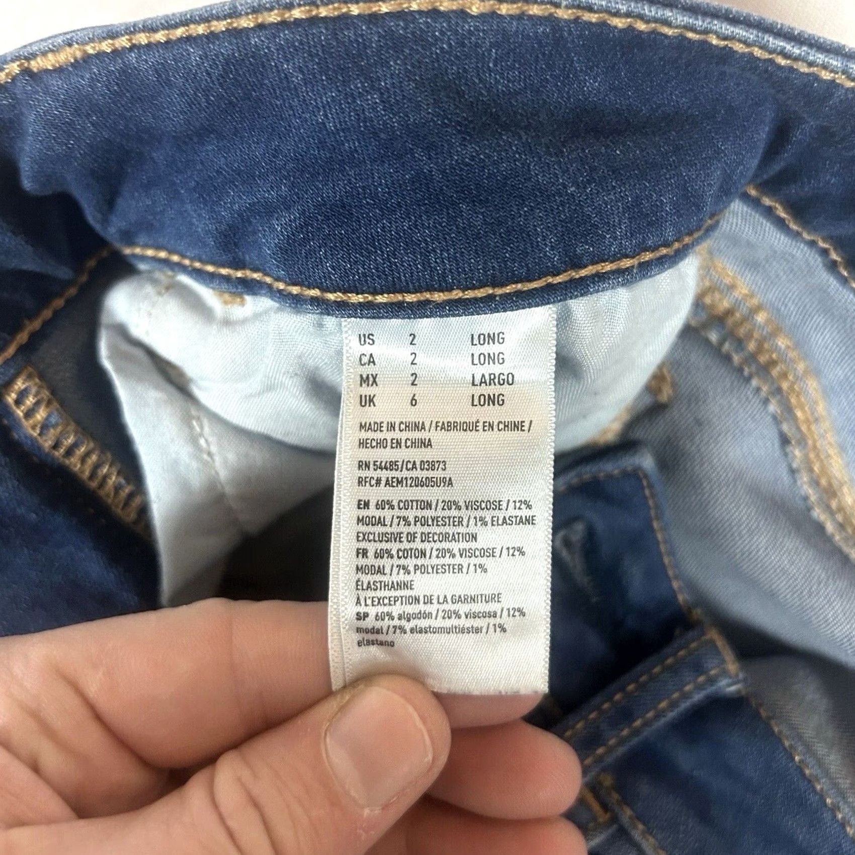 American Eagle Outfitters American Eagle Jegging Jeans Womens 2 Long Super Stretch X Blue Denim Skinny AEO Size 26" / US 2 / IT 38 - 5 Thumbnail