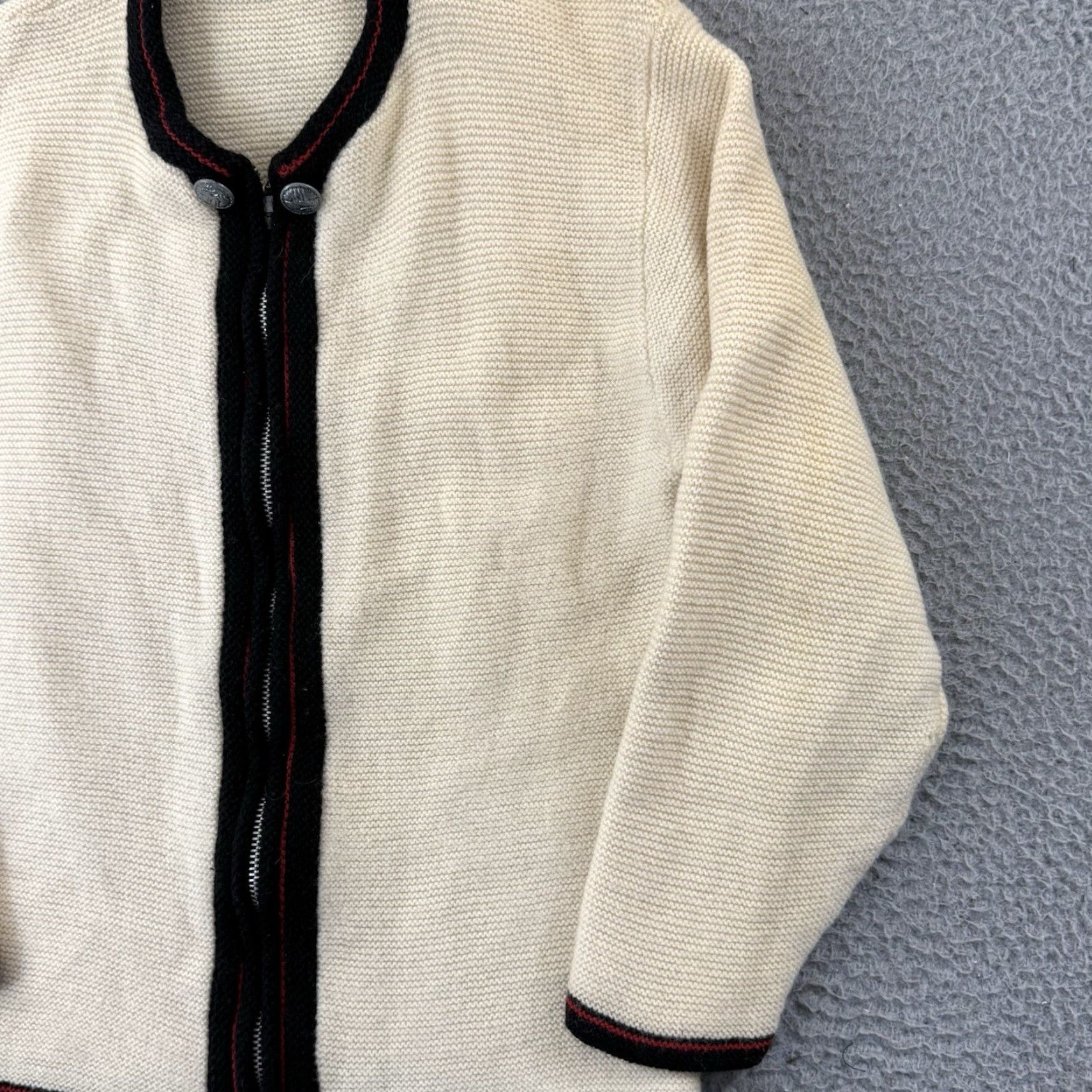 McGregor VINTAGE McGregor Sportswear Cardigan Sweater Women’s Medium 60s Wool Zip USA Ivory Crew Neck Long Sleeve Asymmetrical Sleeve Pockets Logo Knit Size M / US 6-8 / IT 42-44 - 5 Thumbnail