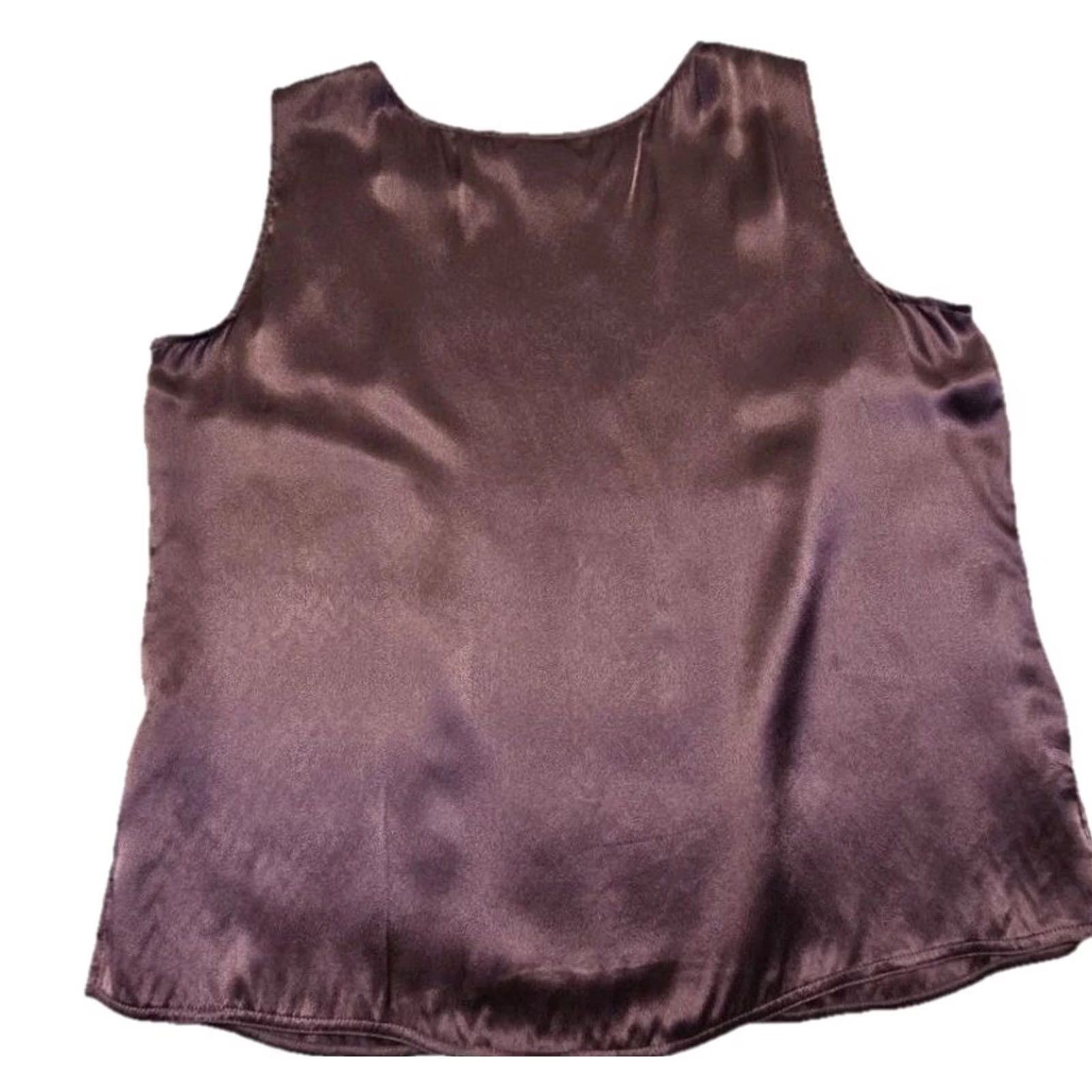 Vintage VINTAGE? No. 100% Silk Sleeveless Blouse Womens 12P Petite Mauve Shell Top Minimalist Classic Size XL / US 12-14 / IT 48-50 - 6 Thumbnail