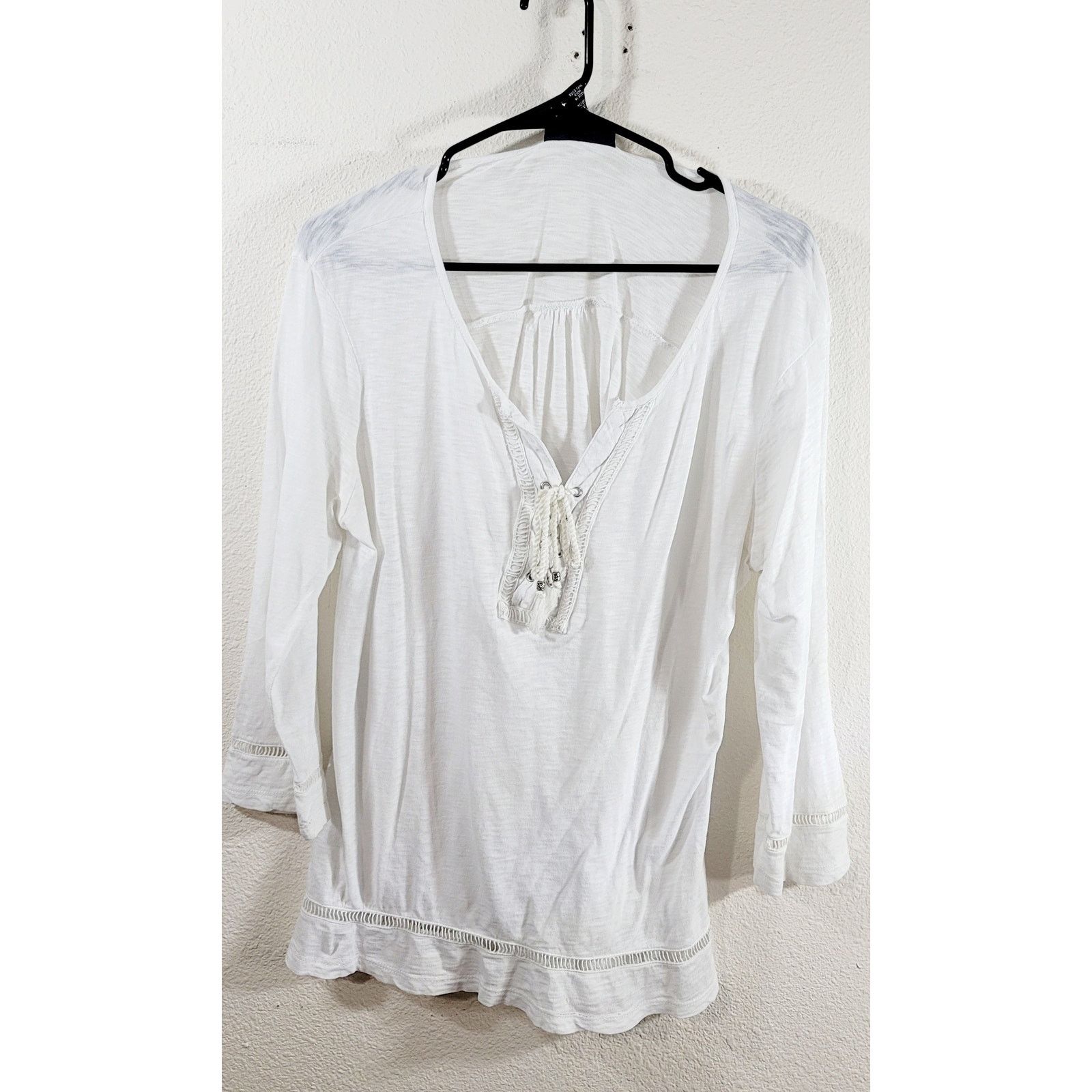 Other Style & Co White Slub Knit Lace Up Tie Front Bodice Medium Size M / US 6-8 / IT 42-44 - 8 Thumbnail
