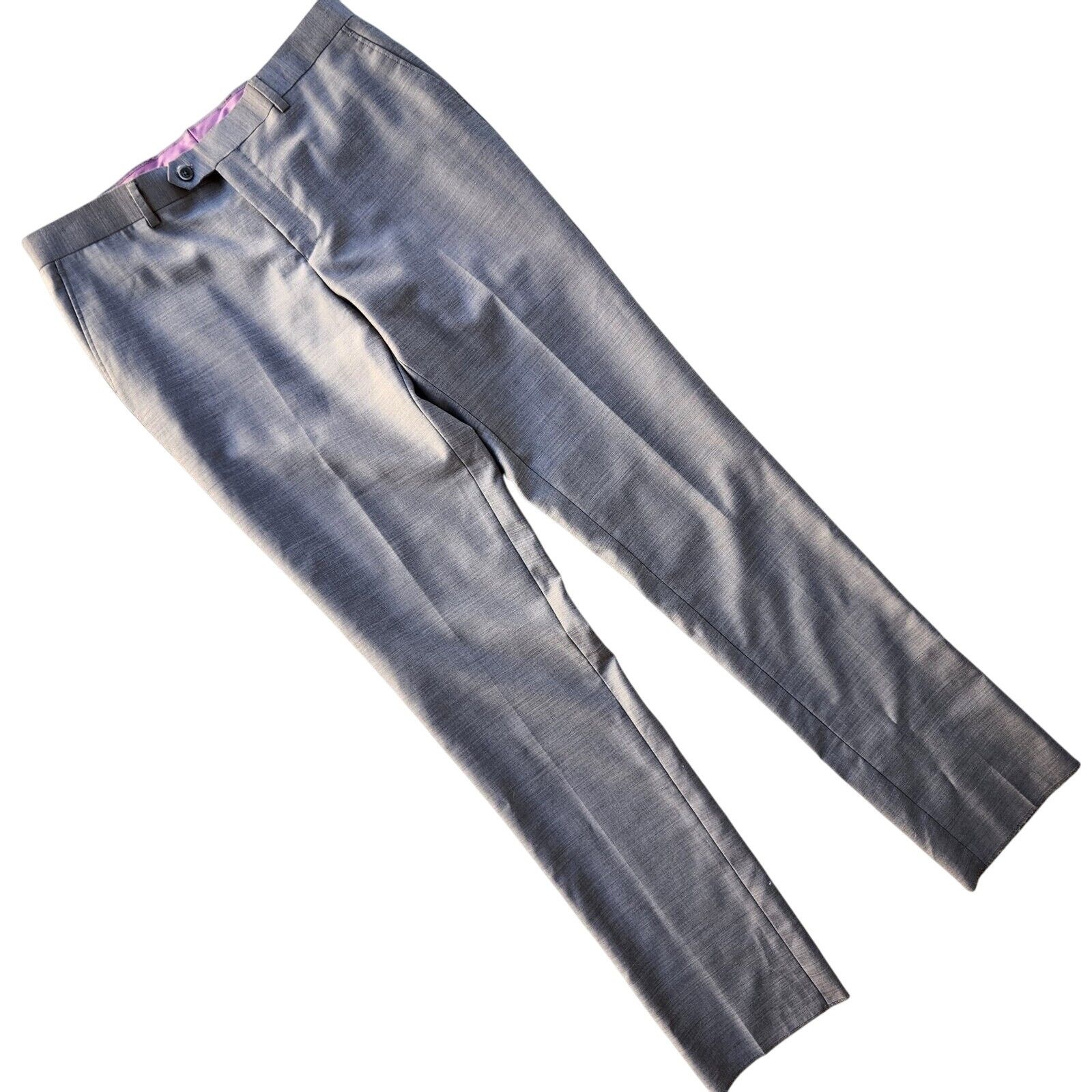Zanetti Zanetti Men's Grey Wool Flat Front Dress Pants Size 36R Size US 36 / EU 52 - 1 Thumbnail