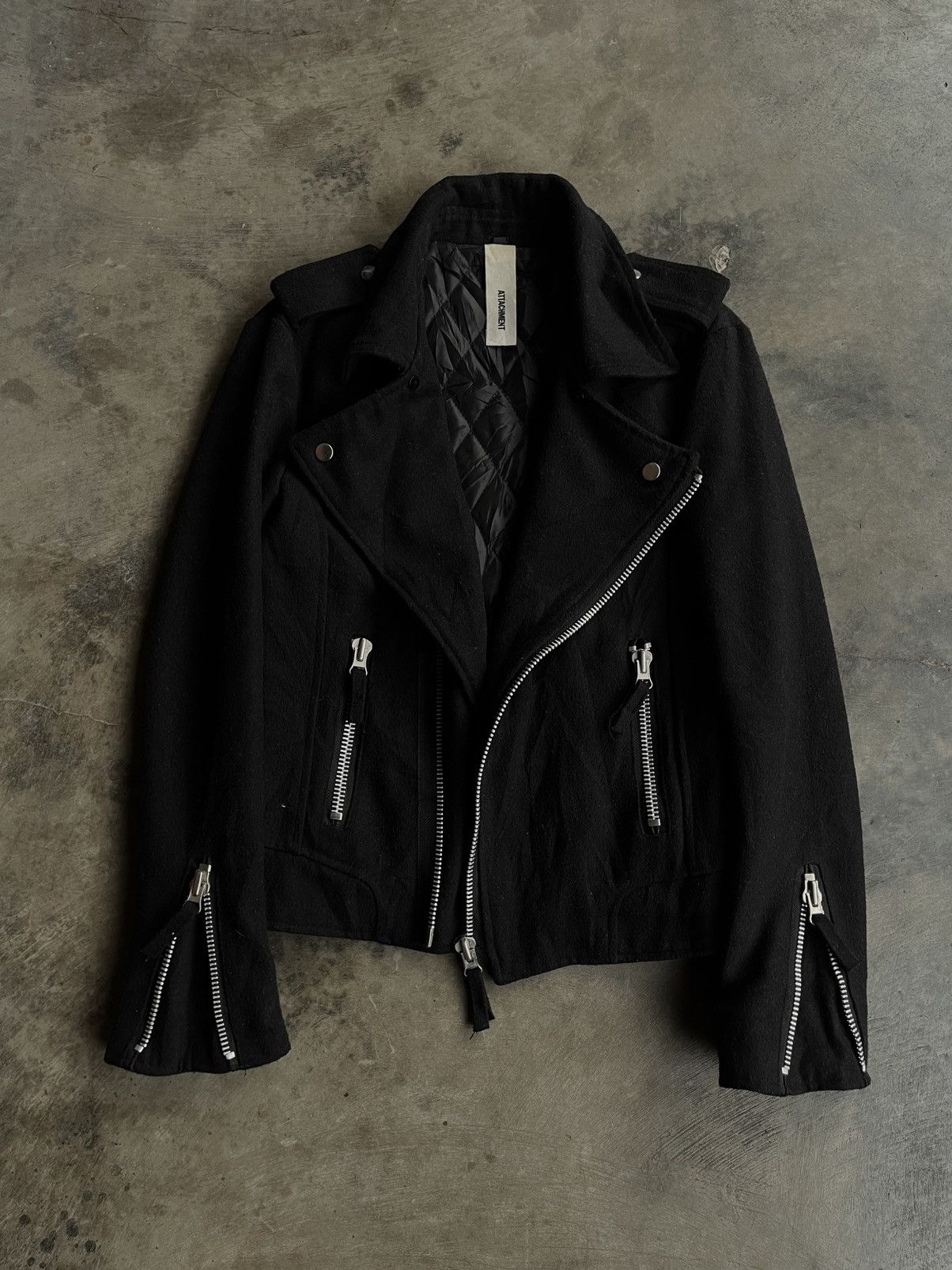14th Addiction 2000s ATTACHMENT JAPANESE WOOL JACKET BIKERS RAMONES ZIPPER Size US M / EU 48-50 / 2 - 3 Thumbnail