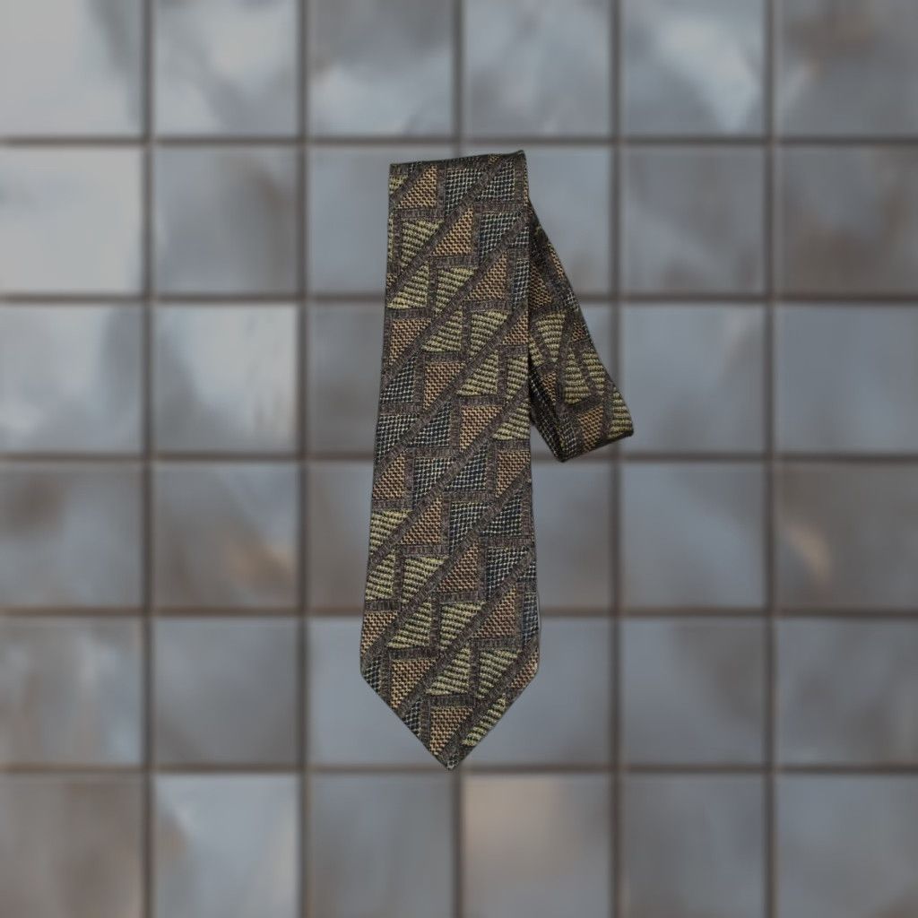 Ermenegildo Zegna ER MENEGILDO ZEGNA Tie Mens Brown Silk Neck Abstract Design Made in Italy Size ONE SIZE - 1 Thumbnail