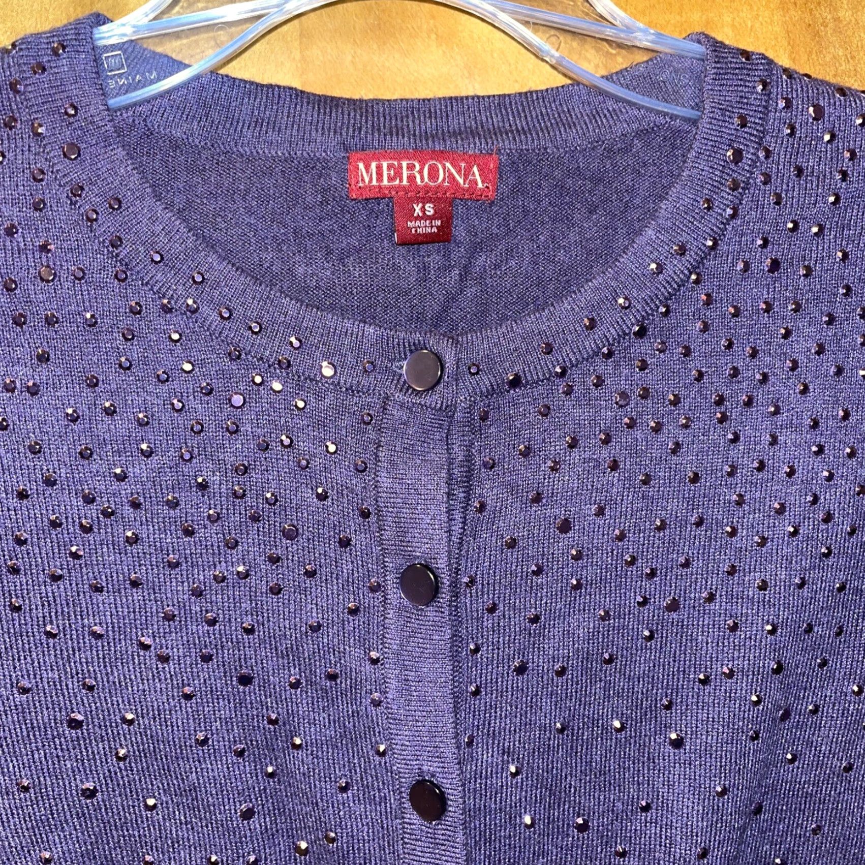 Merona VINTAGE Merona Womens Cardigan Sweater XS Purple All Seasons Jewel Buttons Lightweight Size XS / US 0-2 / IT 36-38 - 2 Thumbnail