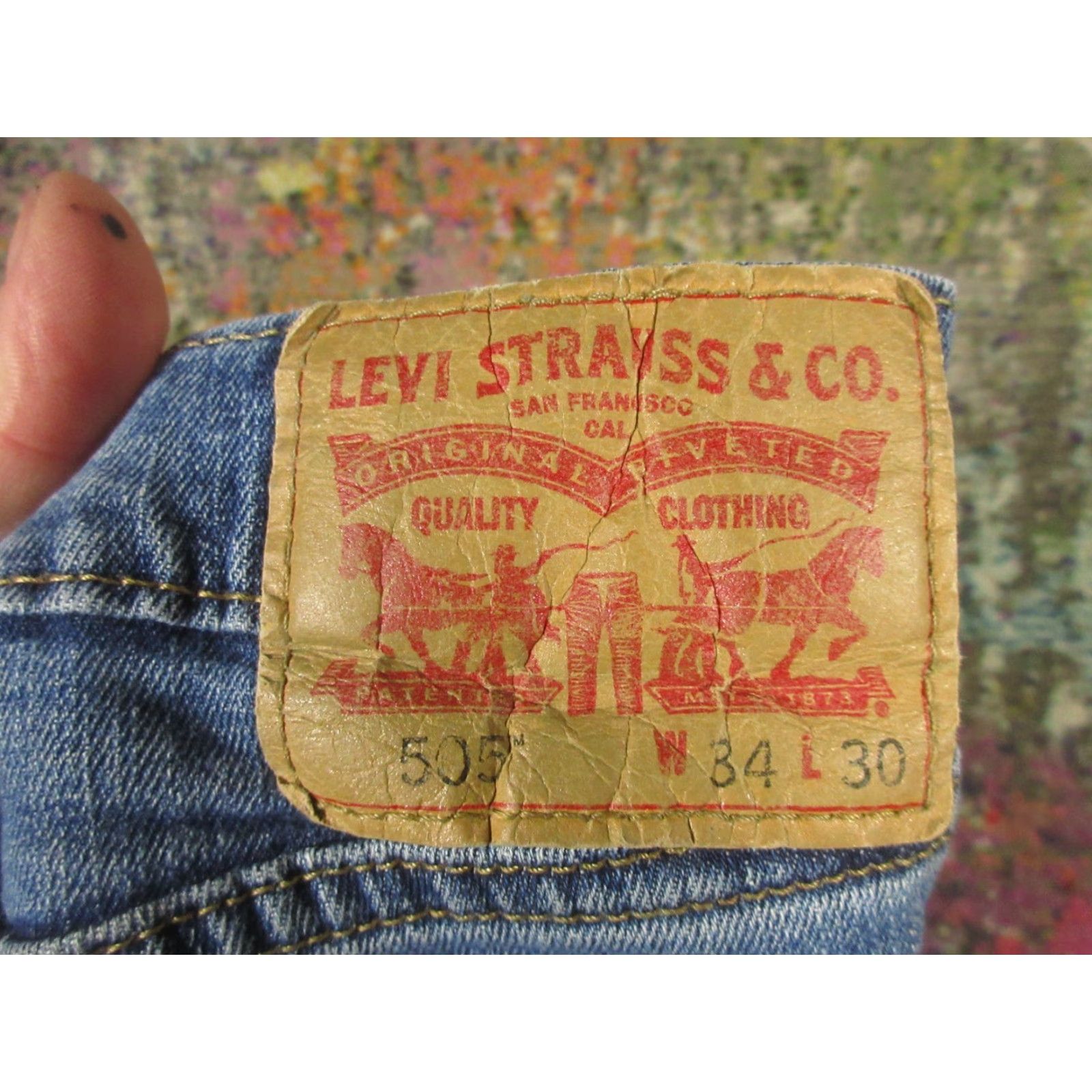 Levi's Levi's 505 Jeans 34x30 Blue Stretch Denim Regular Fit Straight Leg Men Size US 34 / EU 50 - 6 Thumbnail