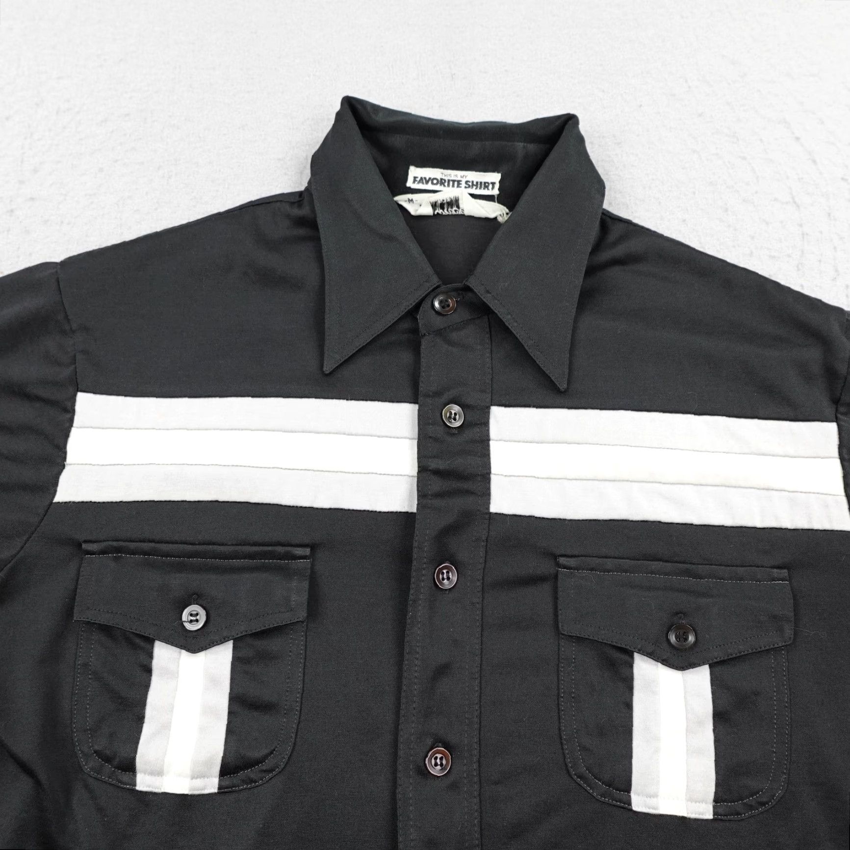 Lancel VINTAGE Lancer Shirt Mens M Black White Stripe Button Up Dagger 70s Disco Size US M / EU 48-50 / 2 - 2 Thumbnail